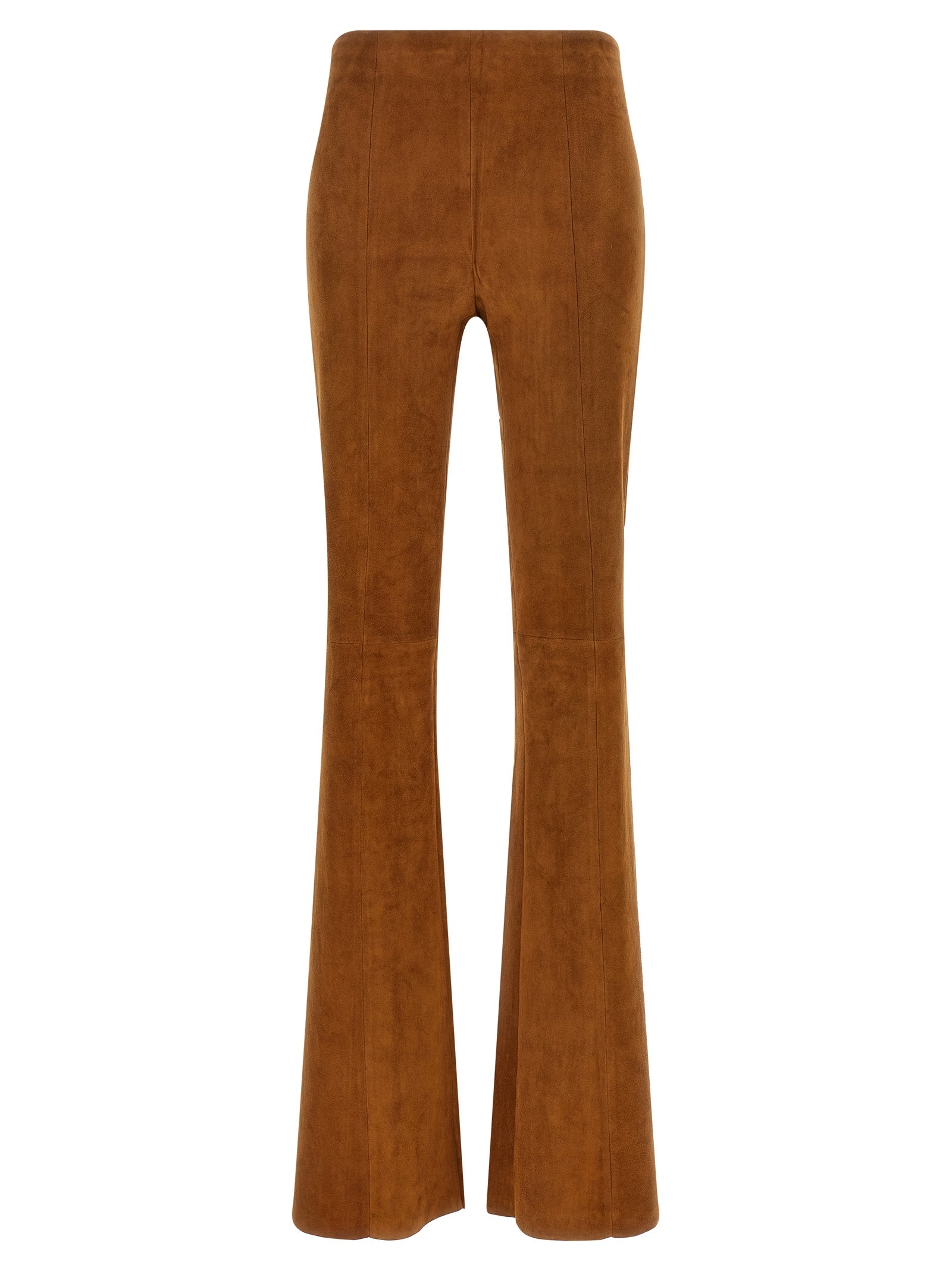 STOULS Brown Lamb Leather Flared Women's Pants