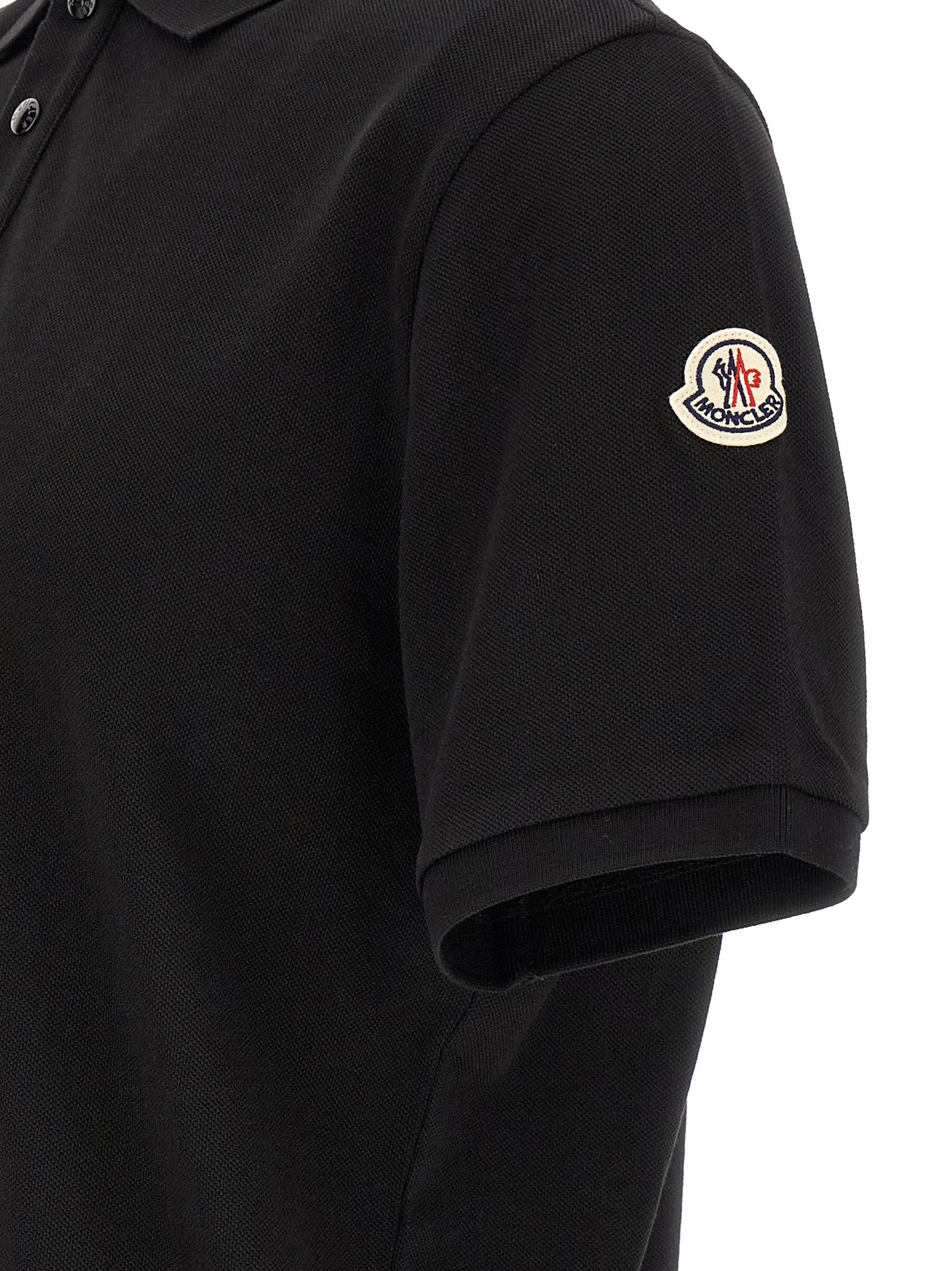 Moncler Black Cotton Polo Men's Shirt