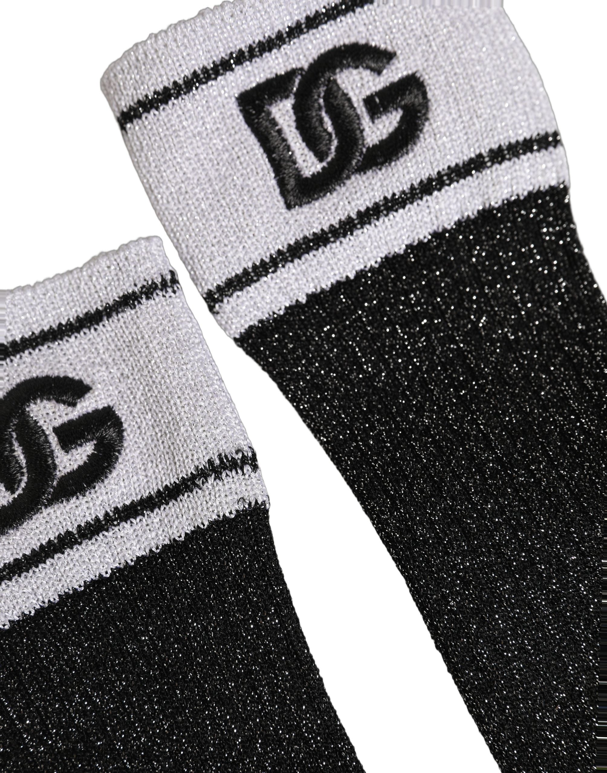 Dolce & Gabbana Black Viscose DG Logo Knee High Accessory Women's Socks (Pre-Owned)