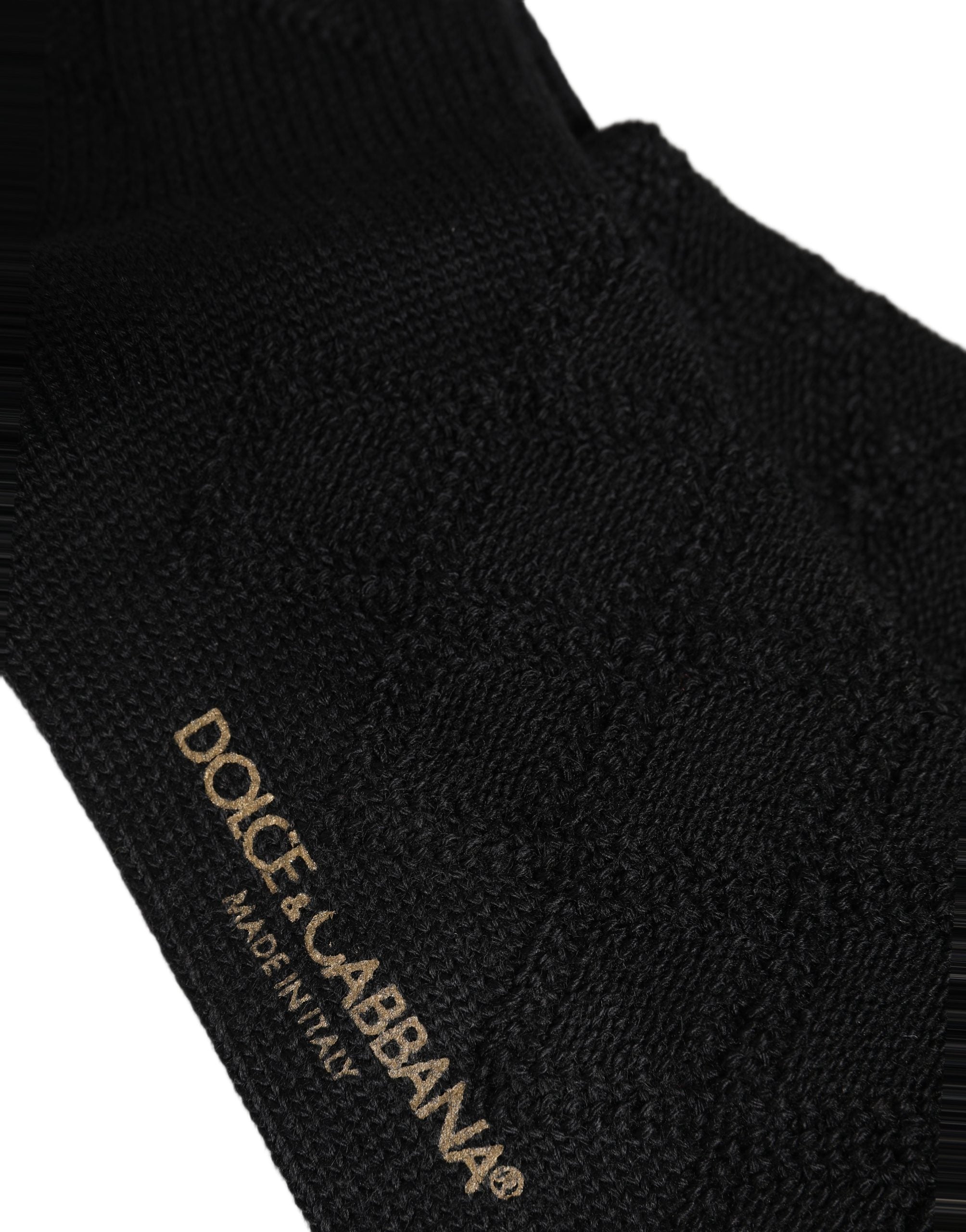 Dolce & Gabbana Black Wool Floral Over The Calf Accessory Women's Socks
