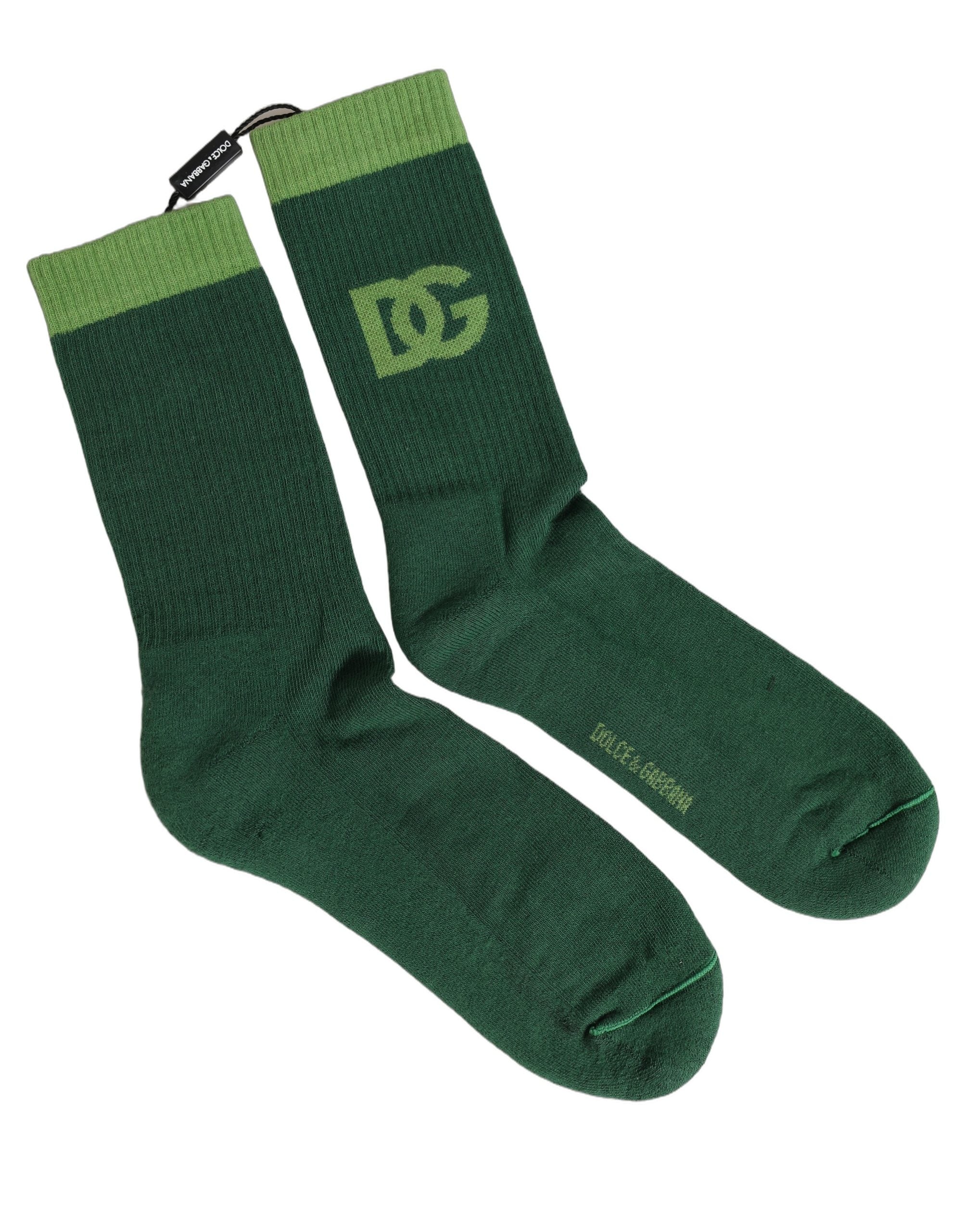Dolce & Gabbana Green DG Logo Nylon Mid Calf Accessory Women's Socks