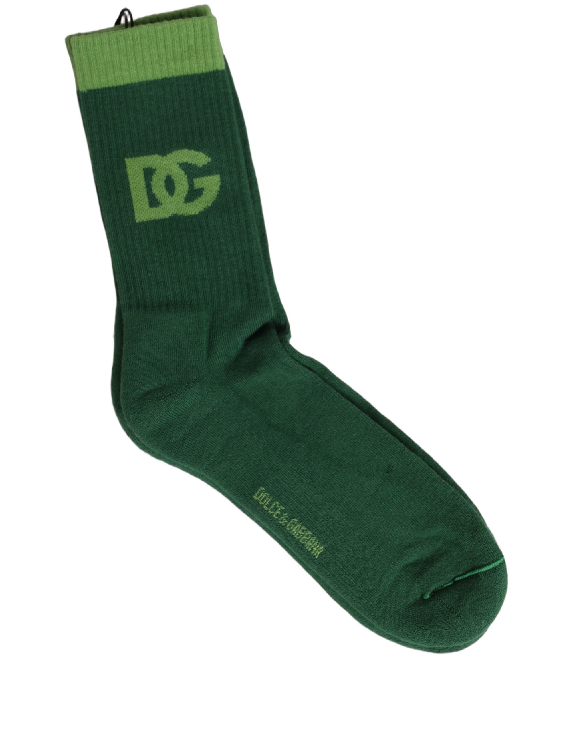 Dolce & Gabbana Green DG Logo Nylon Mid Calf Accessory Women's Socks