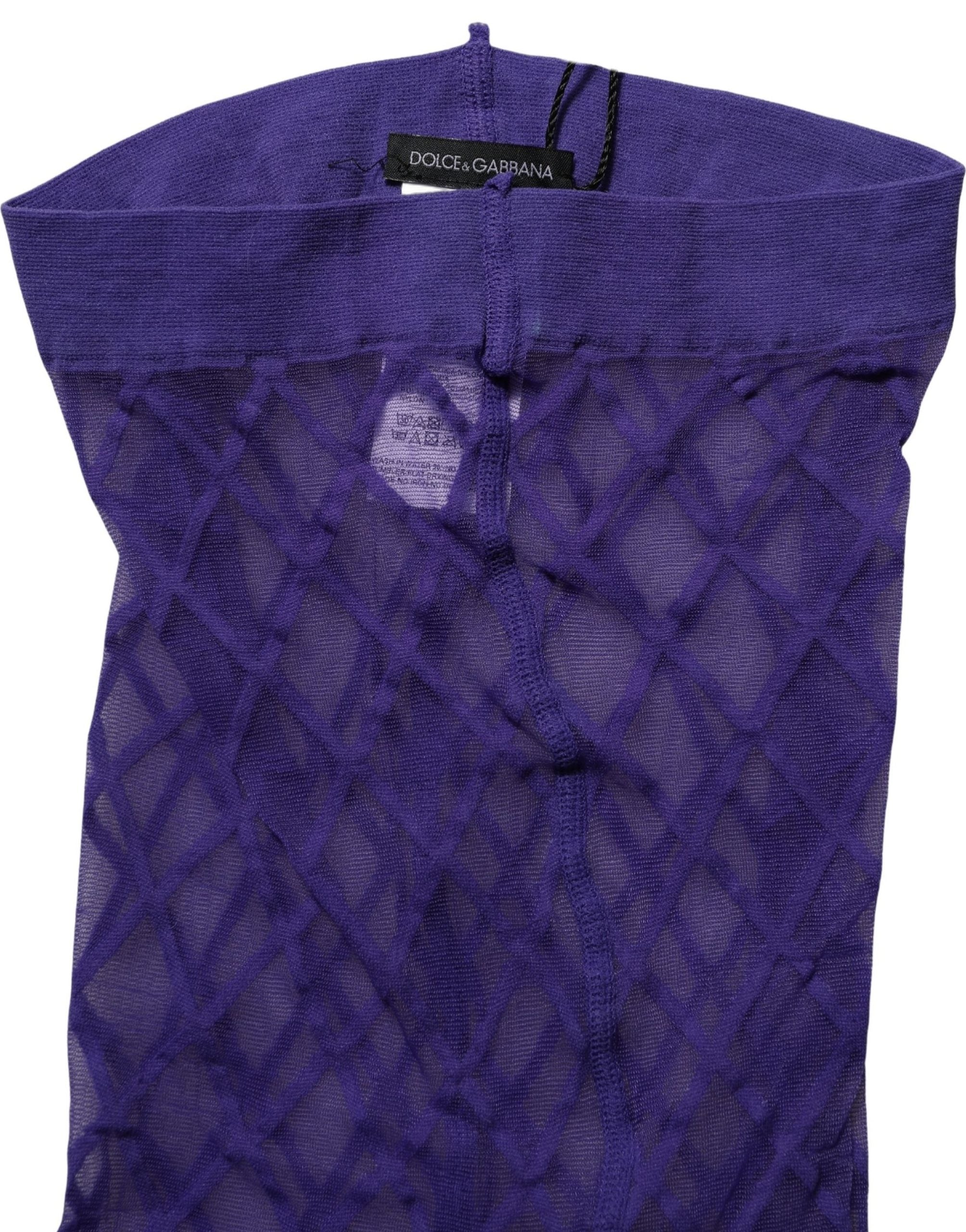 Dolce & Gabbana Purple Nylon Fishnet Pantyhose Stockings Women's Socks