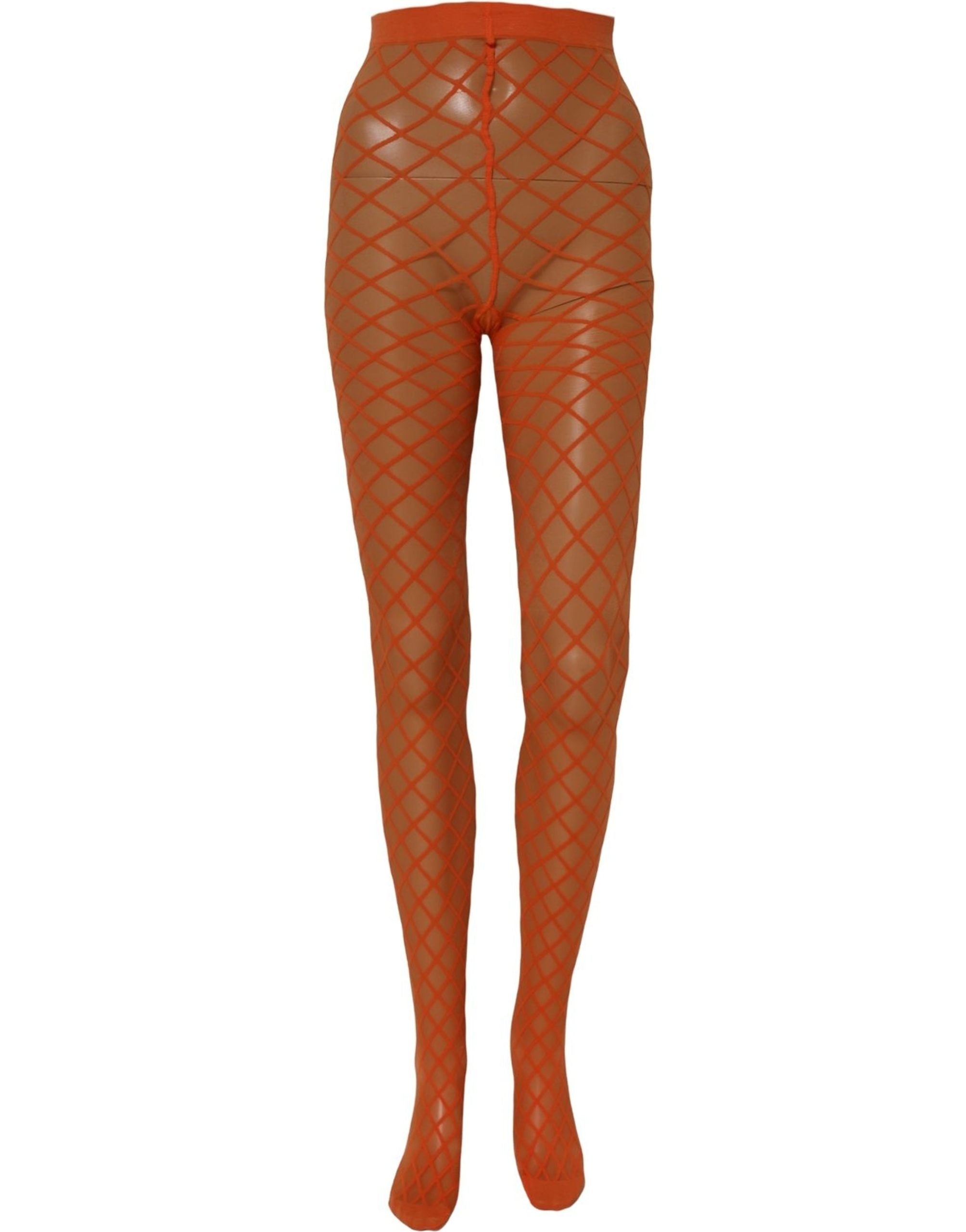 Dolce & Gabbana Orange Nylon Fishnet Pantyhose Stockings Women's Socks
