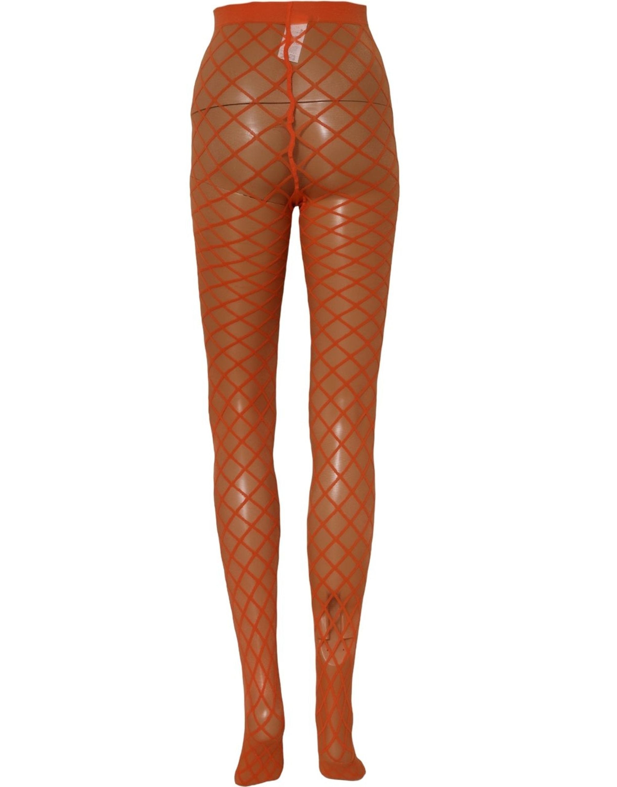 Dolce & Gabbana Orange Nylon Fishnet Pantyhose Stockings Women's Socks
