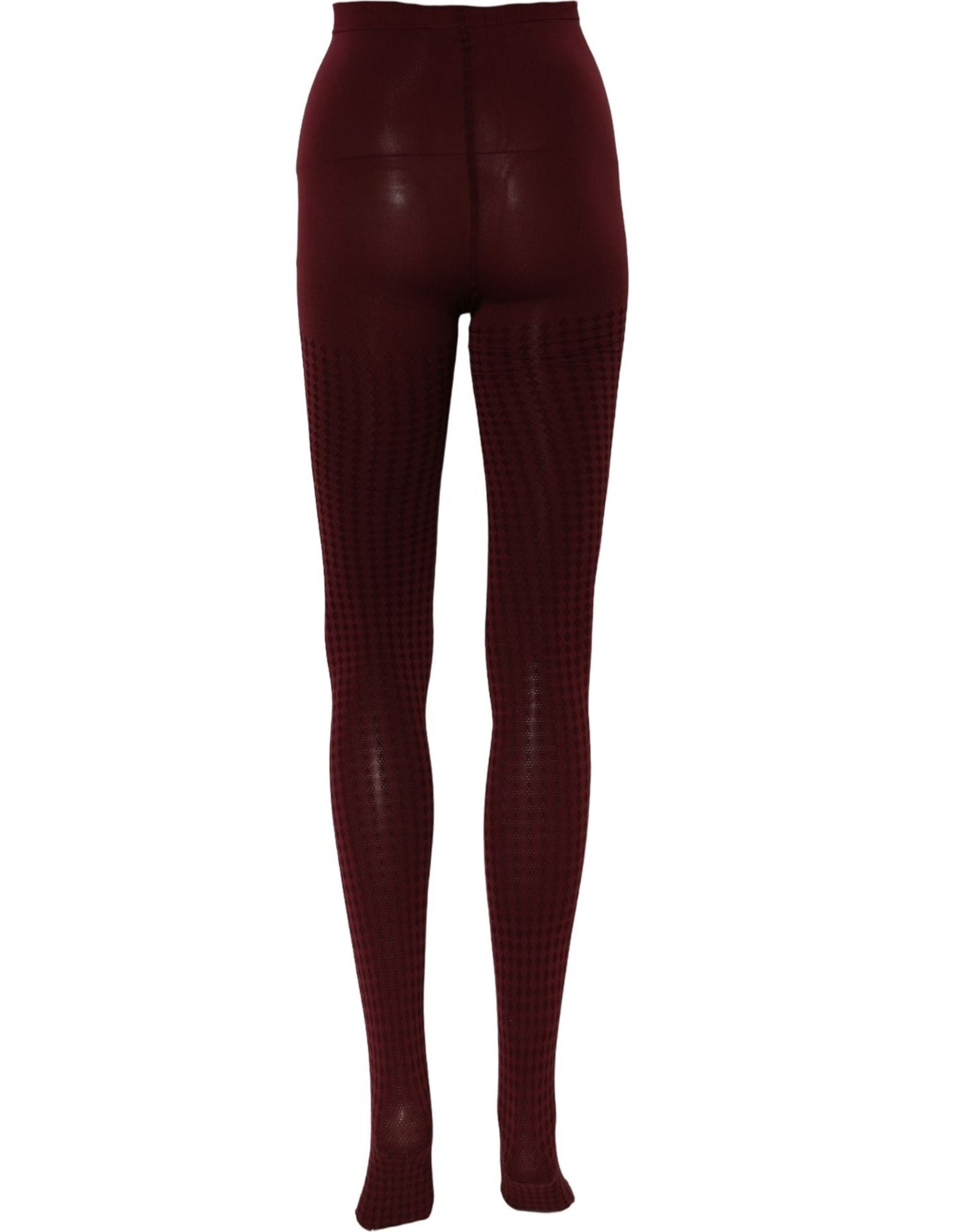Dolce & Gabbana Burgundy Nylon Fishnet Pantyhose Stockings Women's Socks