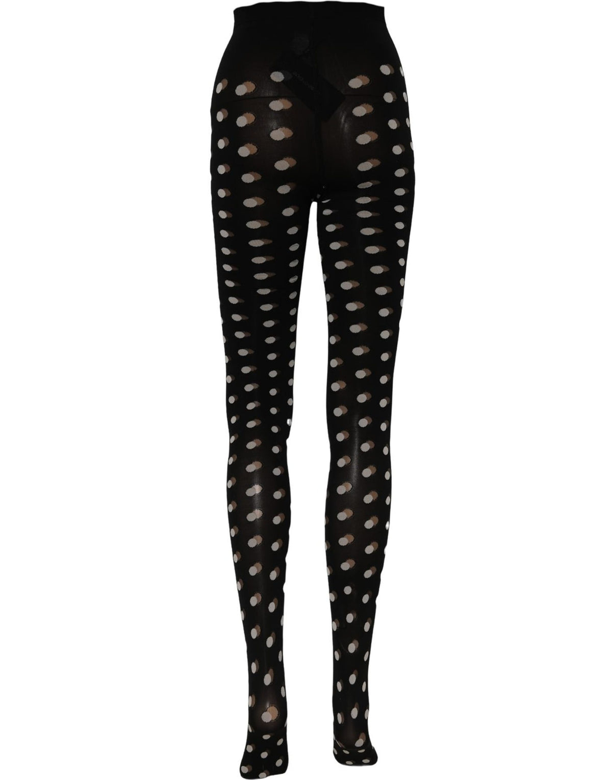 Dolce & Gabbana Black Polka Dot Fishnet Pantyhose Stockings Women's Socks