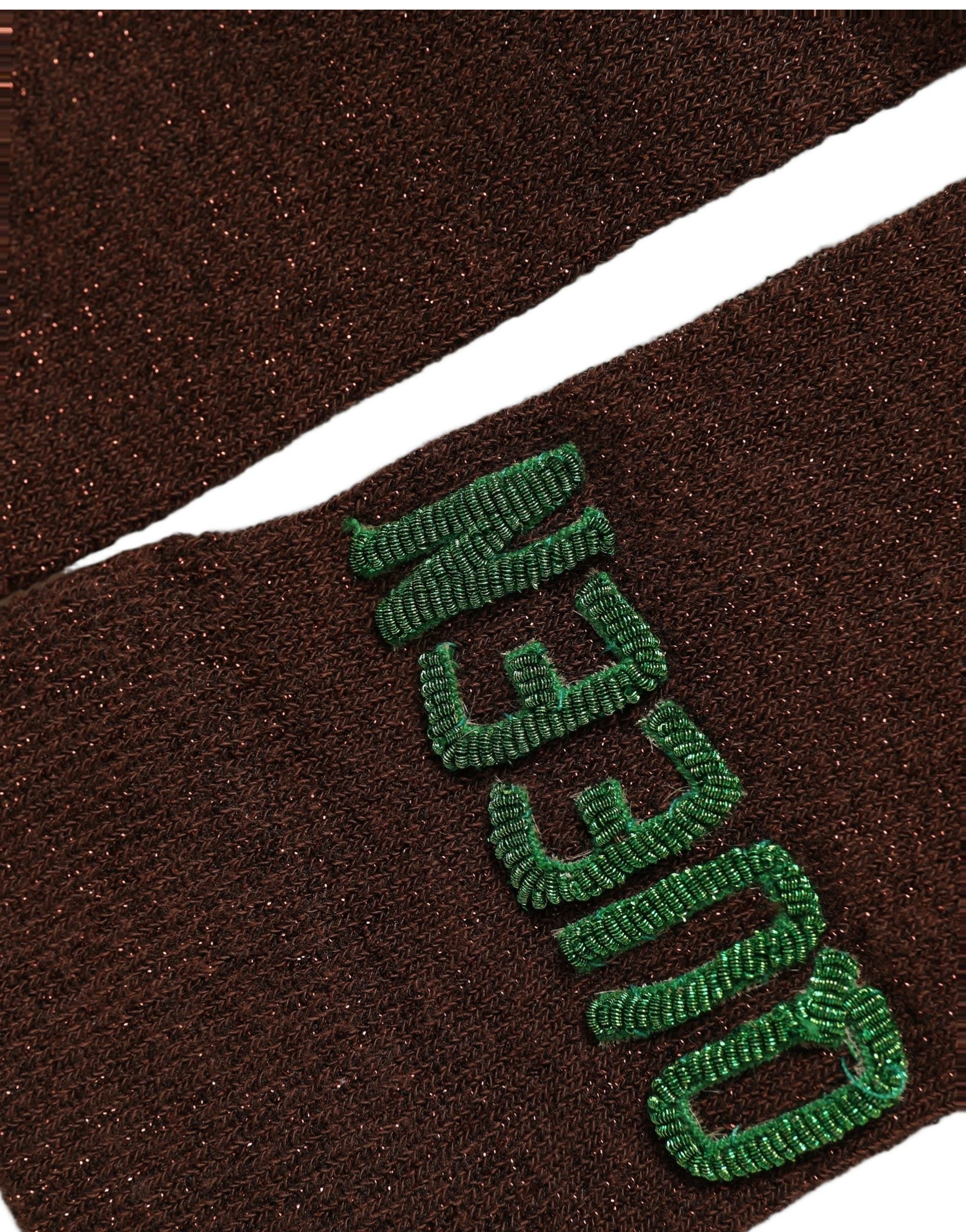 Dolce & Gabbana Brown Embroidered Cotton Mid Calf Accessory Women's Socks