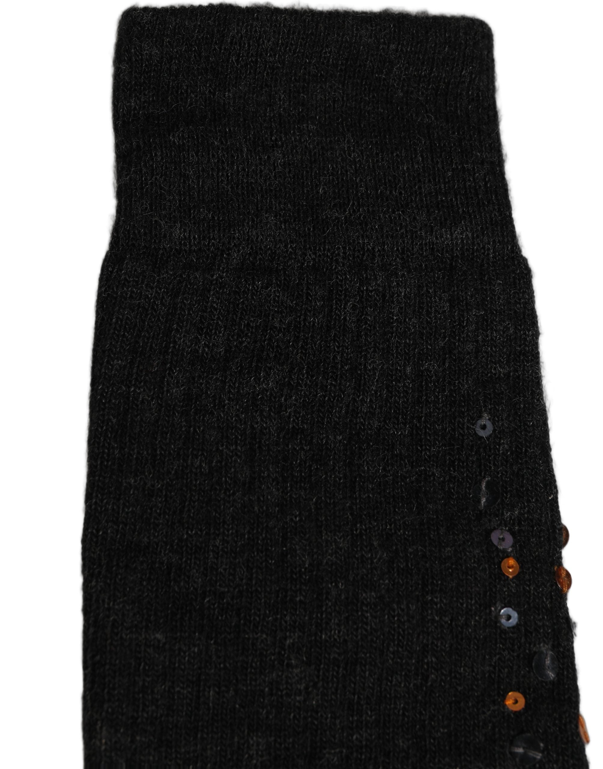 Dolce & Gabbana Dark Gray Sequined Wool Knee High Accessory Women's Socks