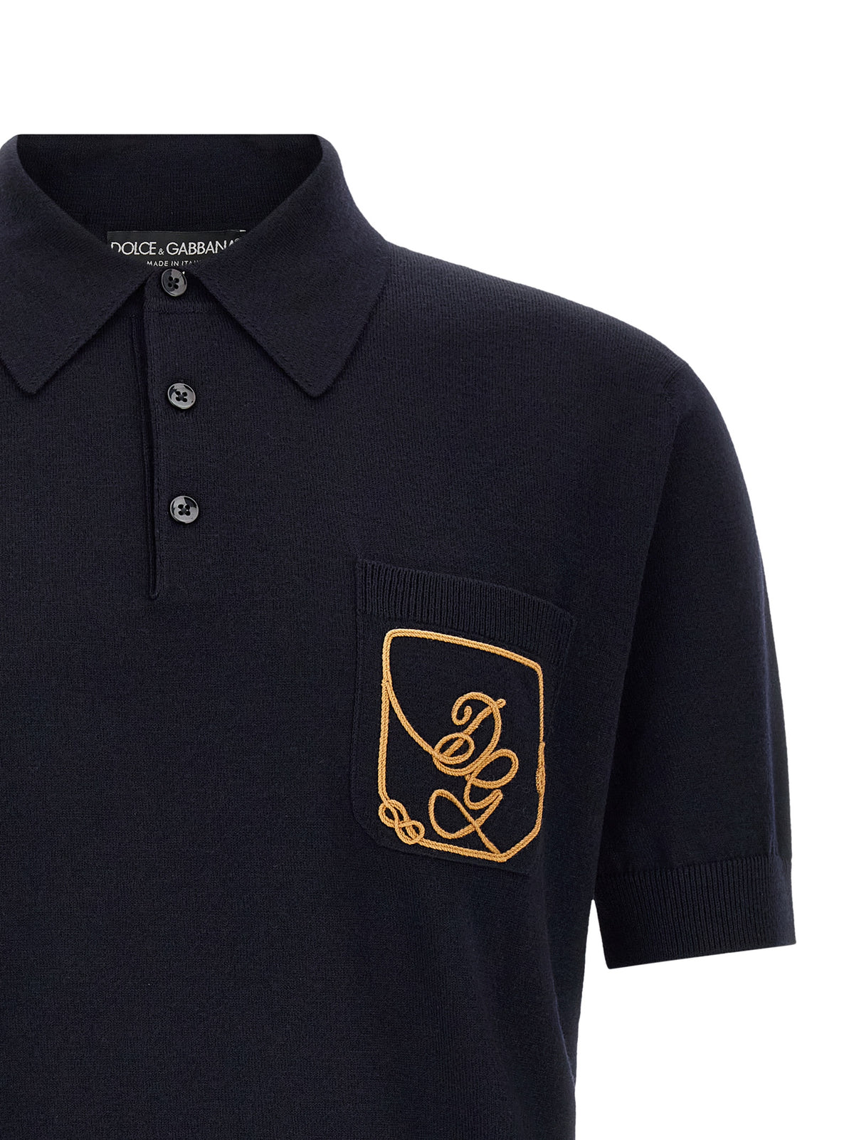 Dolce & Gabbana Blue Virgin Wool Polo Men's Shirt