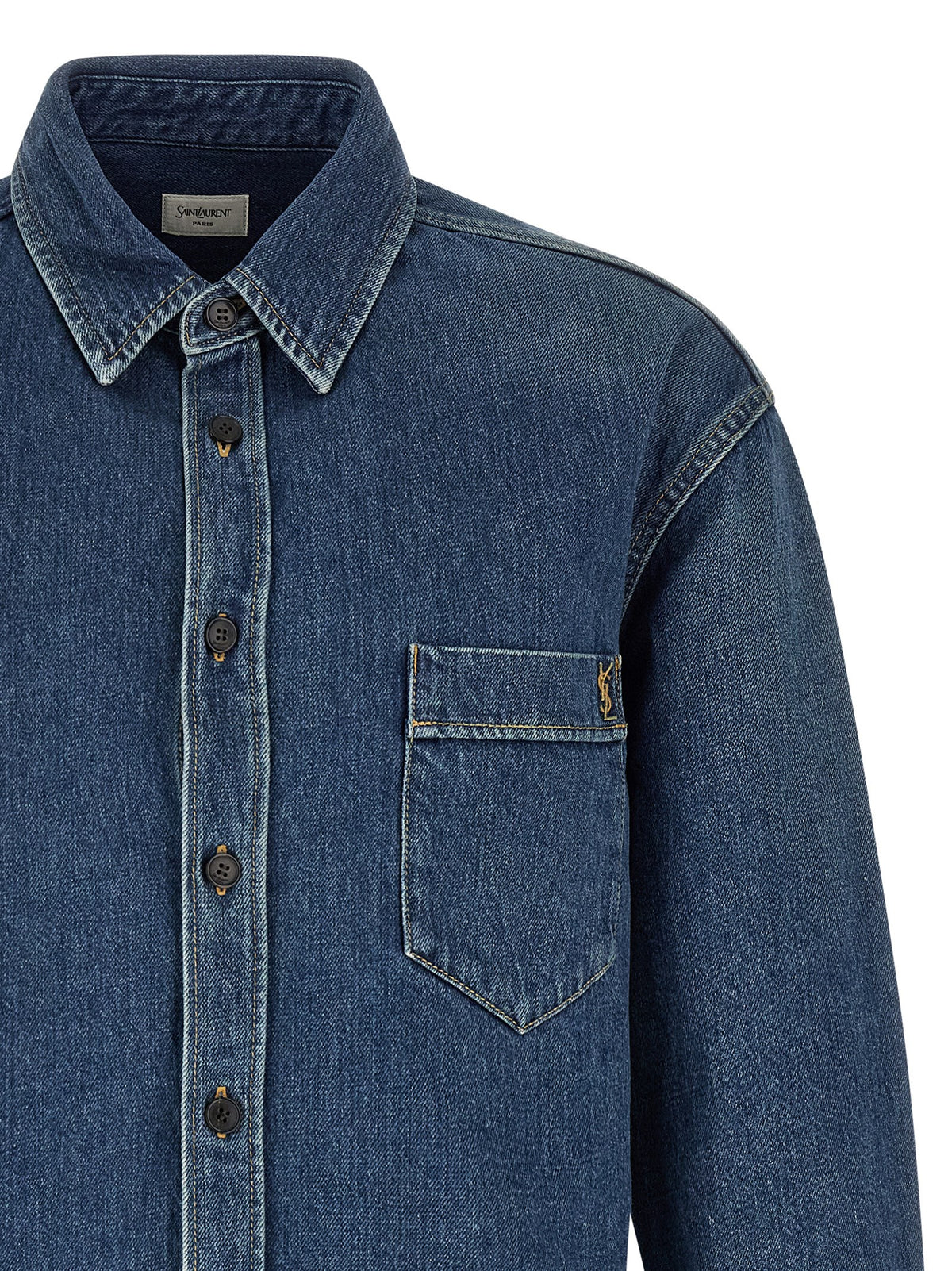 Saint Laurent Blue Cotton Men's Blouse
