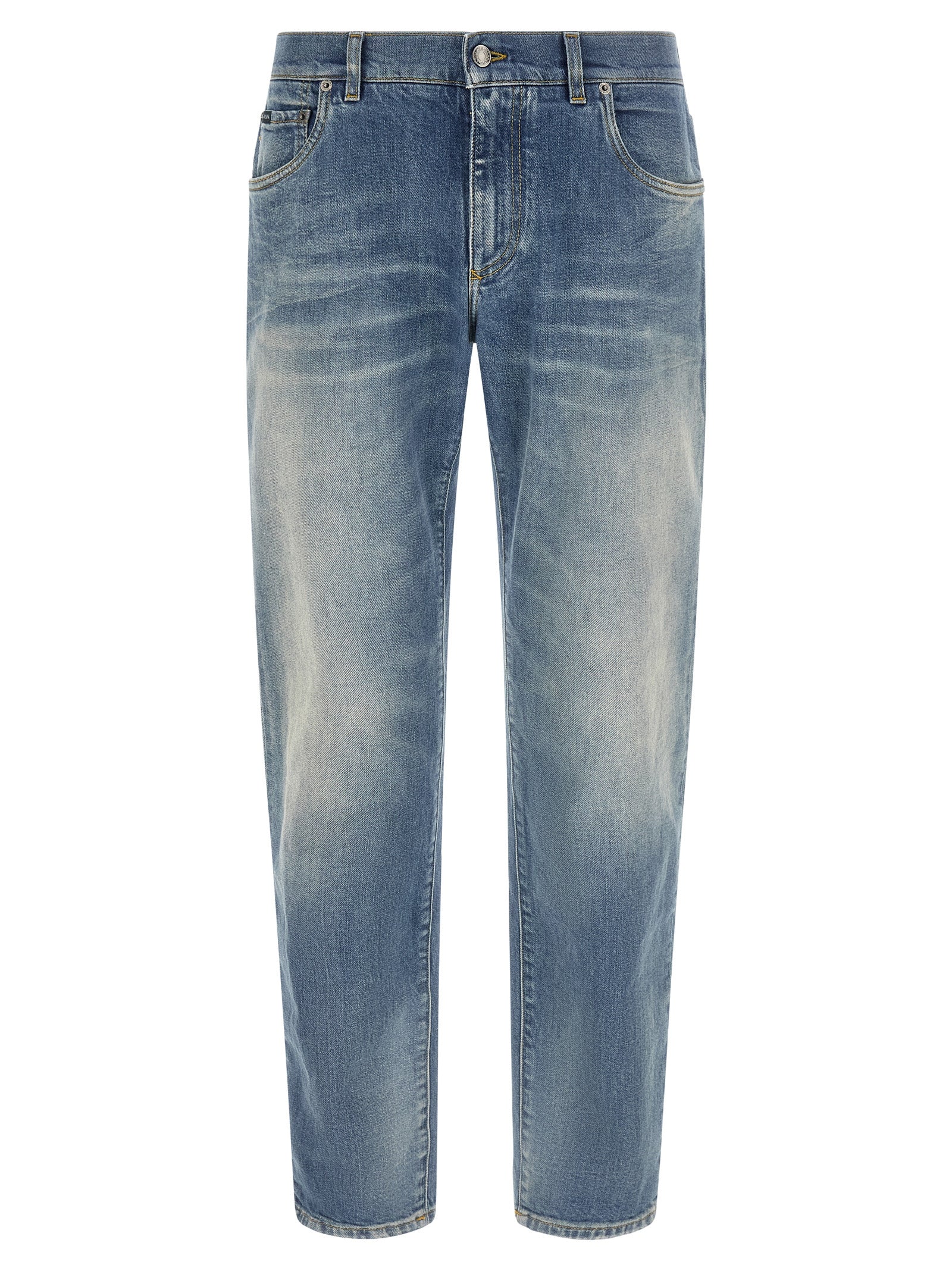 Dolce & Gabbana Blue Cotton Straight-Leg Men's Jeans