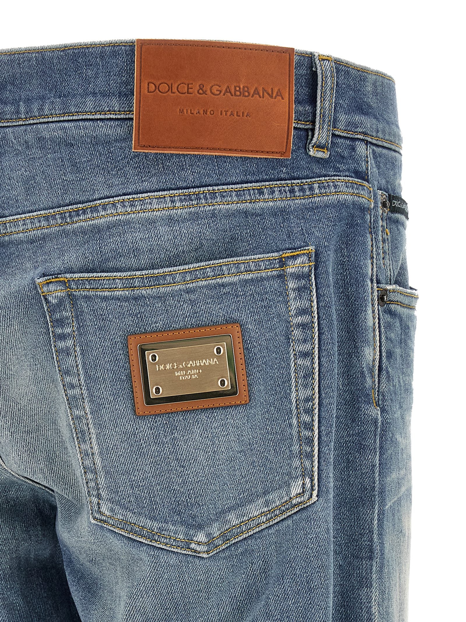 Dolce & Gabbana Blue Cotton Straight-Leg Men's Jeans