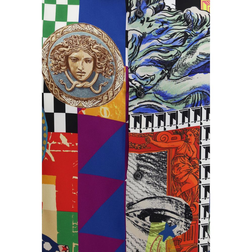 Versace Multicolor Silk Pattern Men's Shirt