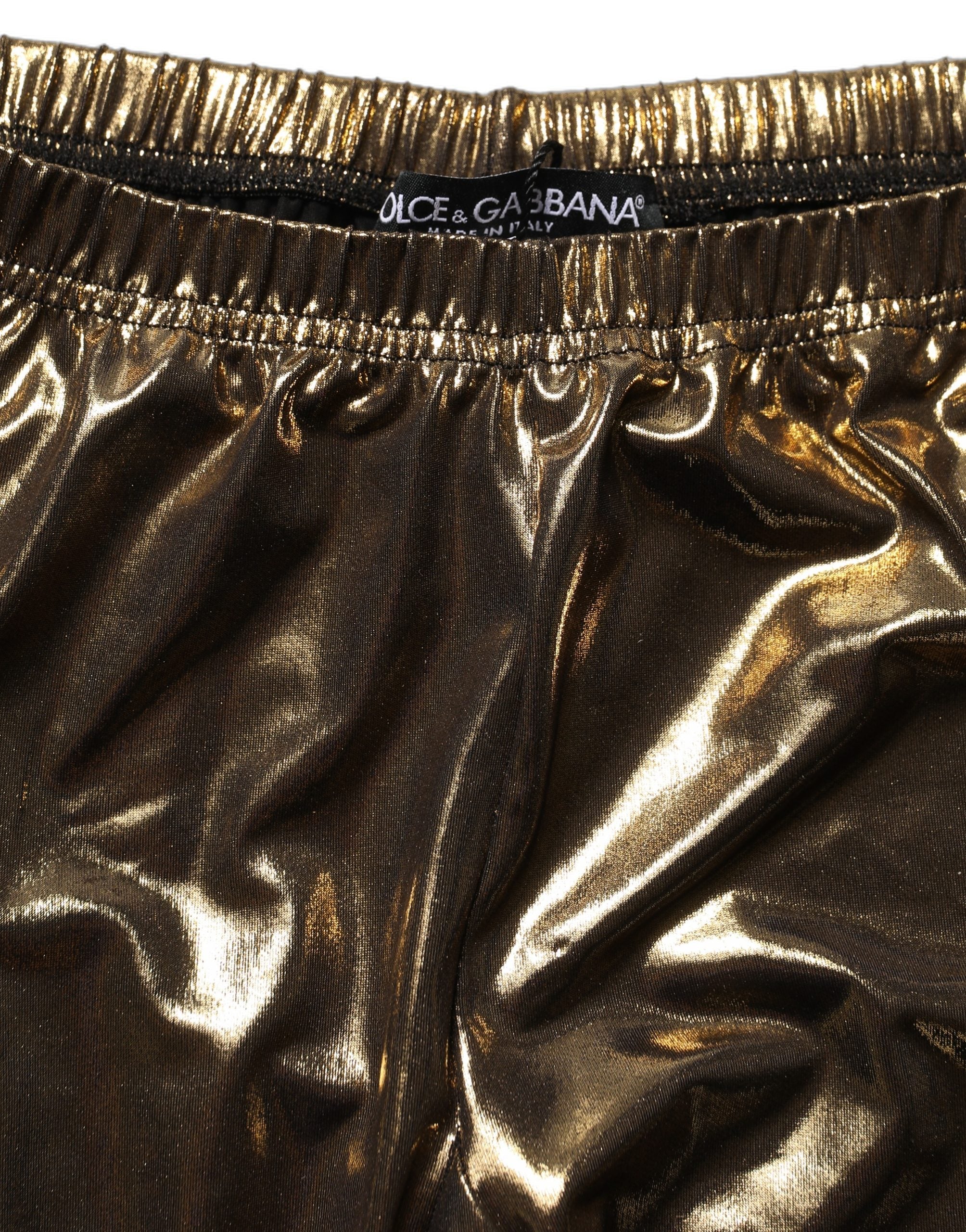 Dolce & Gabbana Gold Metallic Leggings Pantyhose Stockings Women's Socks