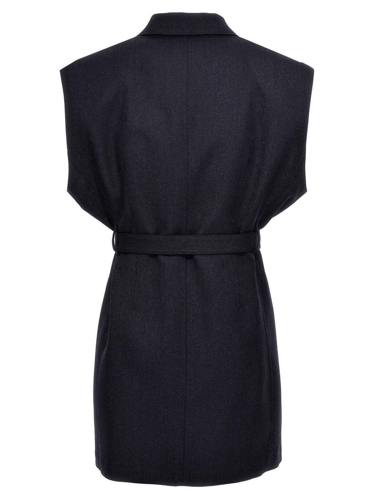 Prada Blue Virgin Wool Sleeveless Women's Jacket