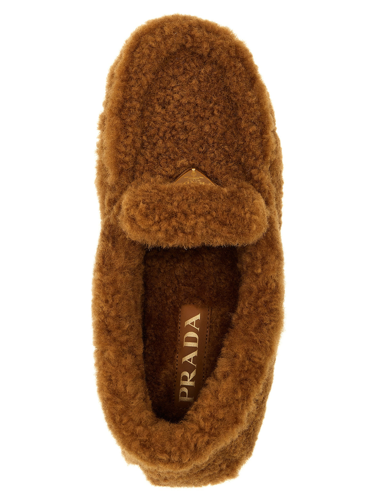Prada Brown Lamb Leather Slip-On Women's Loafers