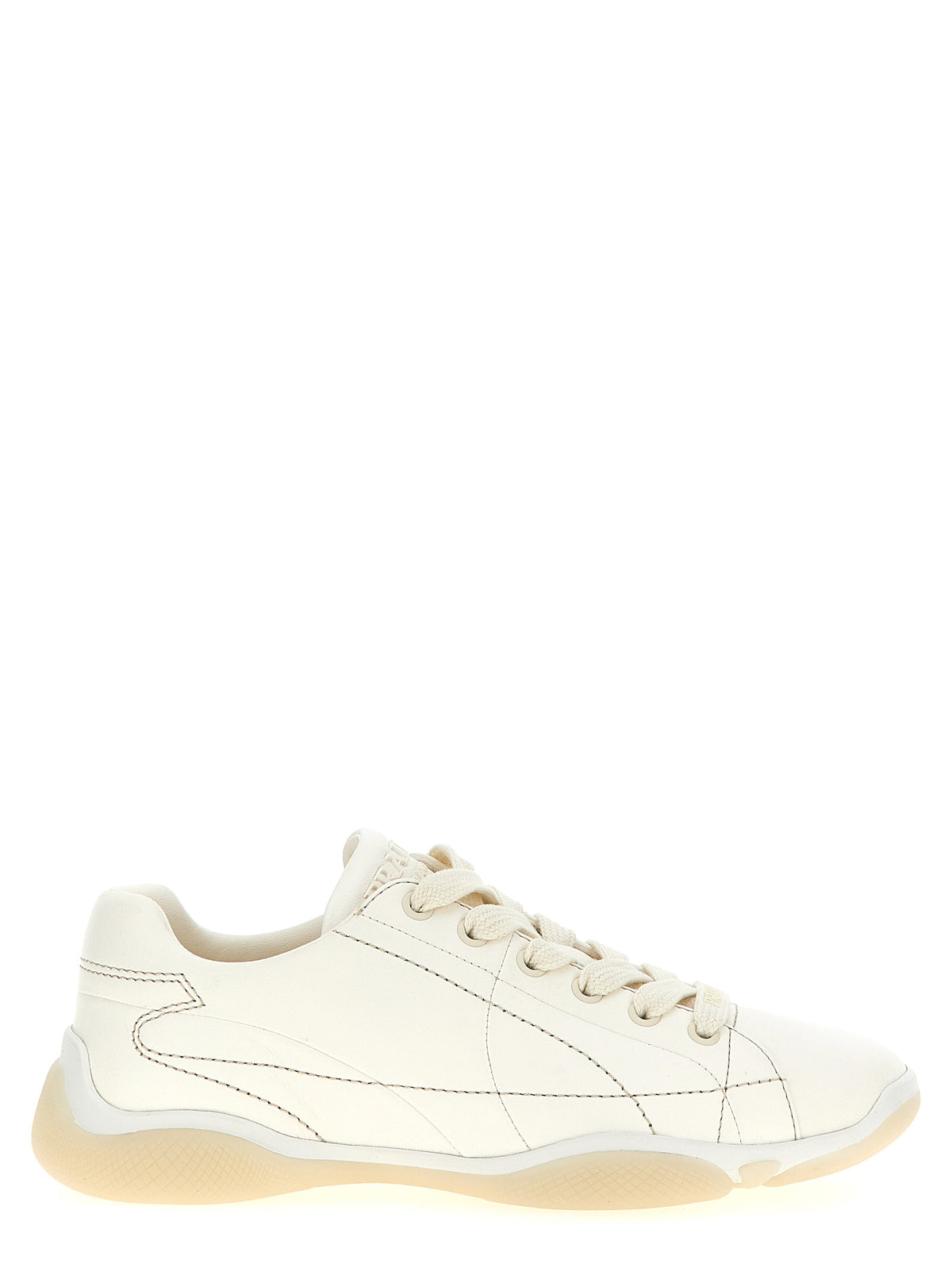 Prada White Lamb Leather Low Top Women's Sneakers