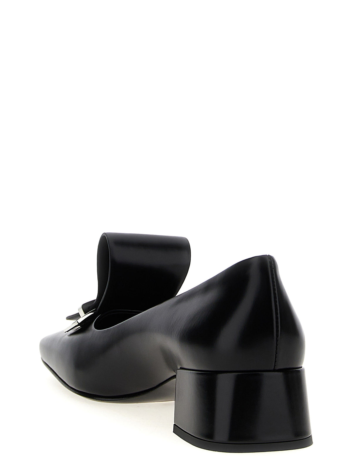 Prada Black Calfskin Mid Heel Women's Pumps