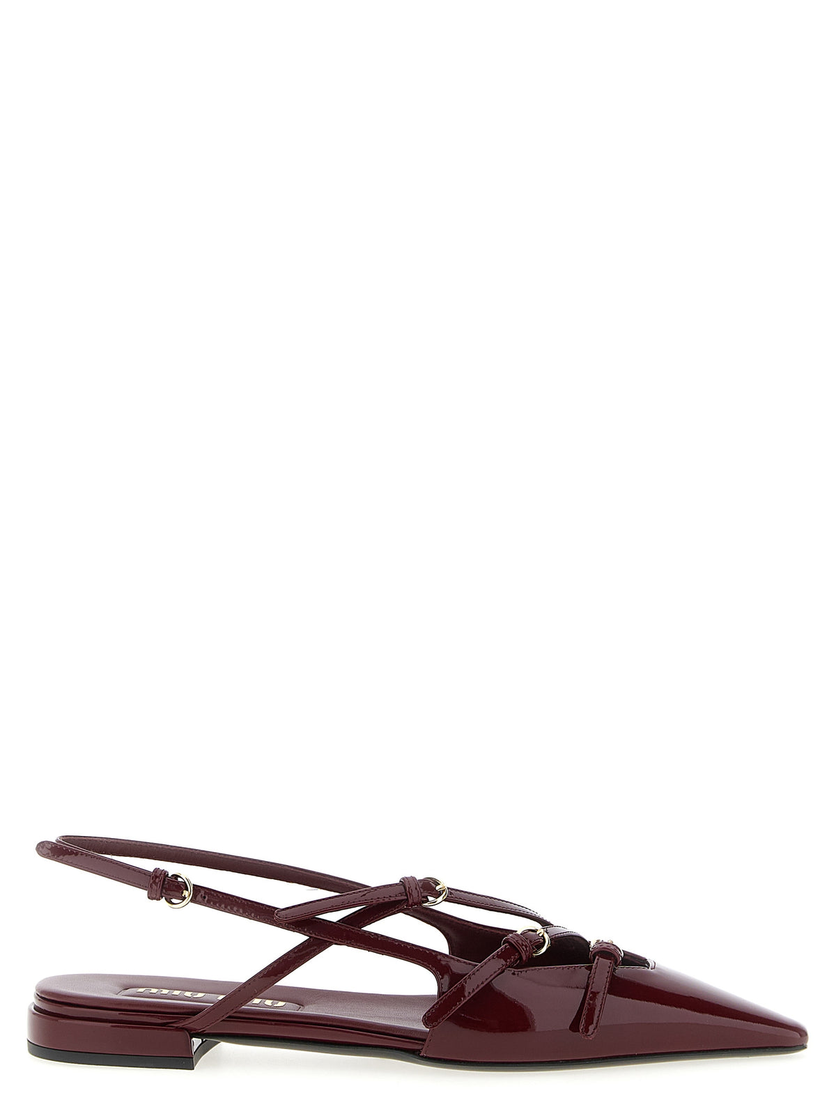 Miu Miu Bordeaux Calfskin Ballet Women's Flats