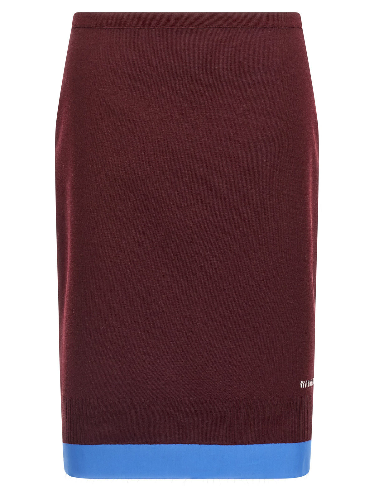 Miu Miu Bordeaux Virgin Wool Midi Women's Skirt