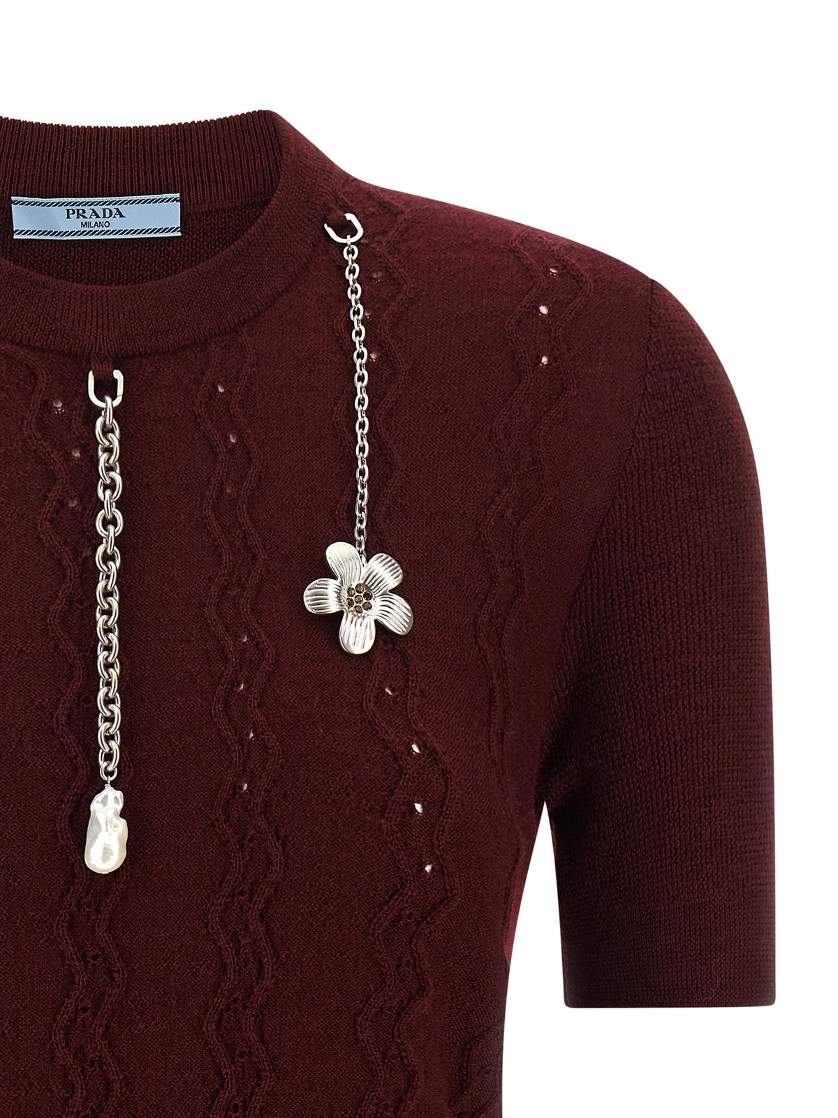 Prada Bordeaux Virgin Wool Women's Cardigan