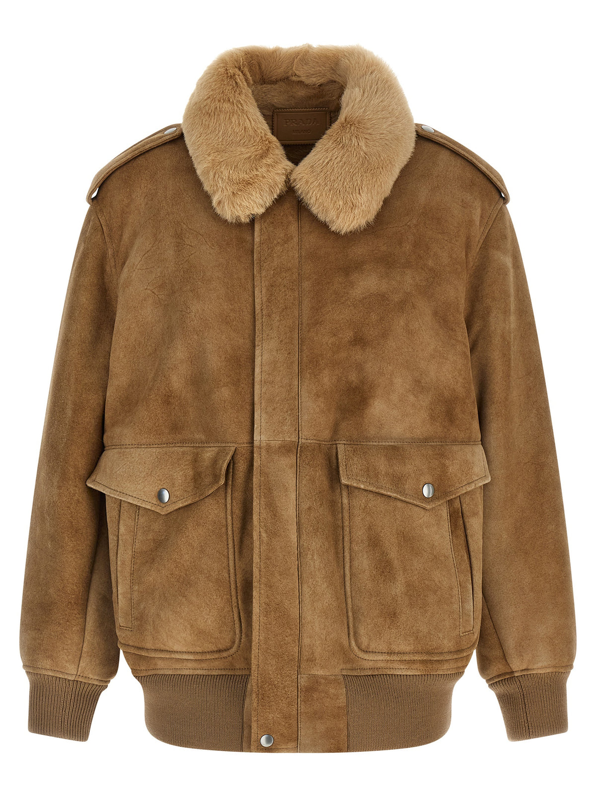 Prada Beige Lamb Leather Women's Bomber