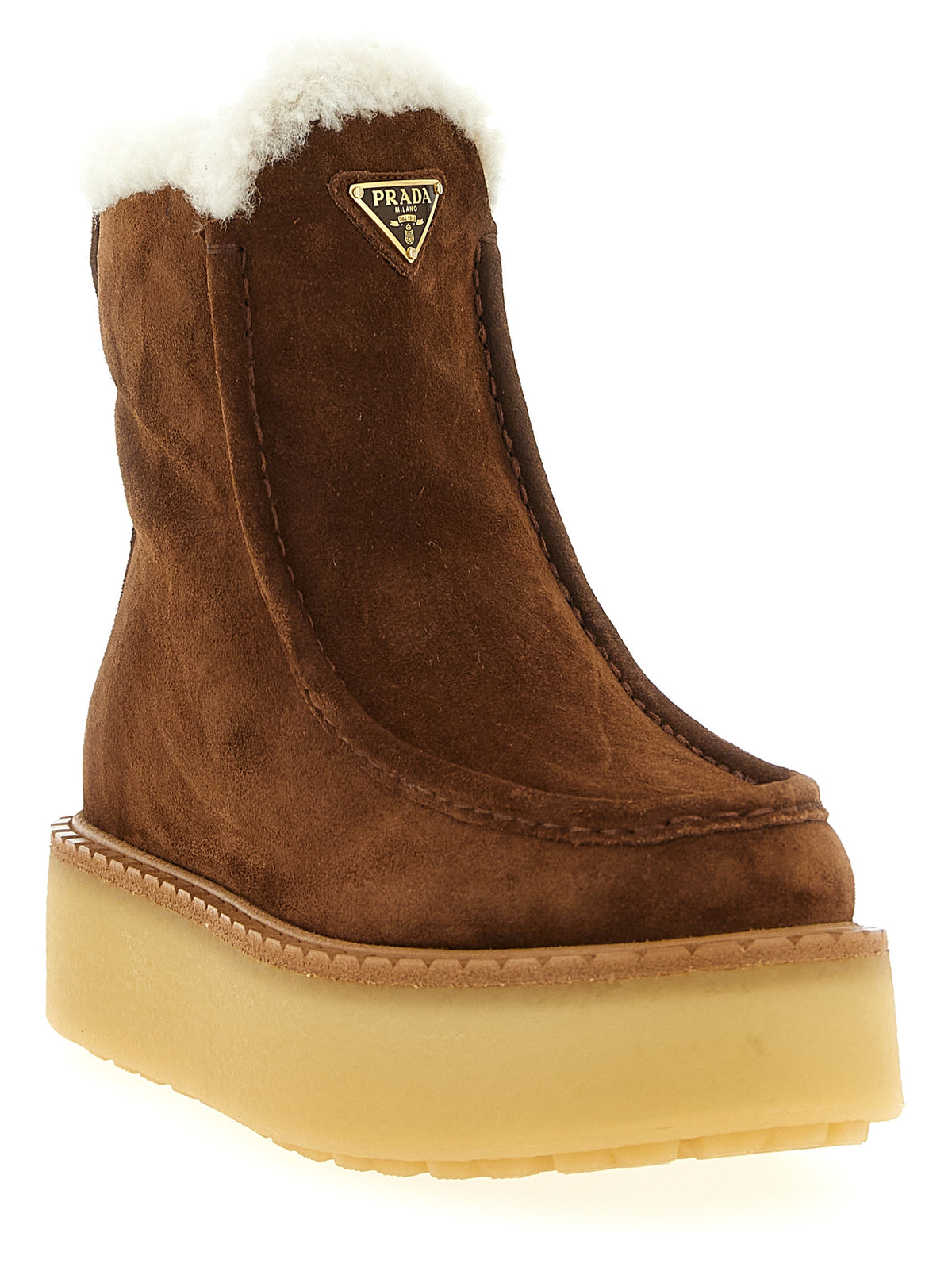 Prada Brown Calfskin Ankle Women's Boots