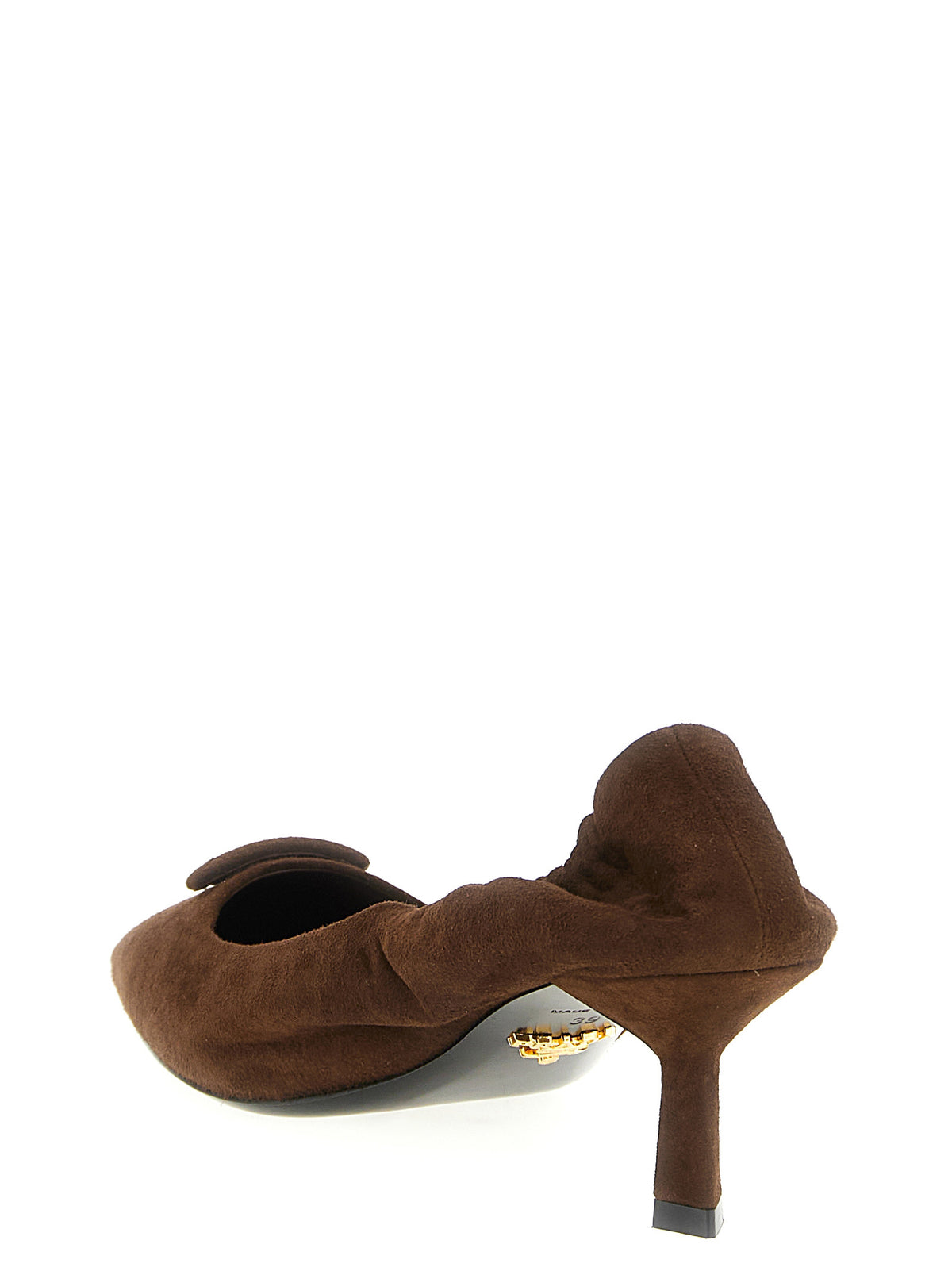 Prada Brown Lamb Leather Mid Heel Women's Pumps