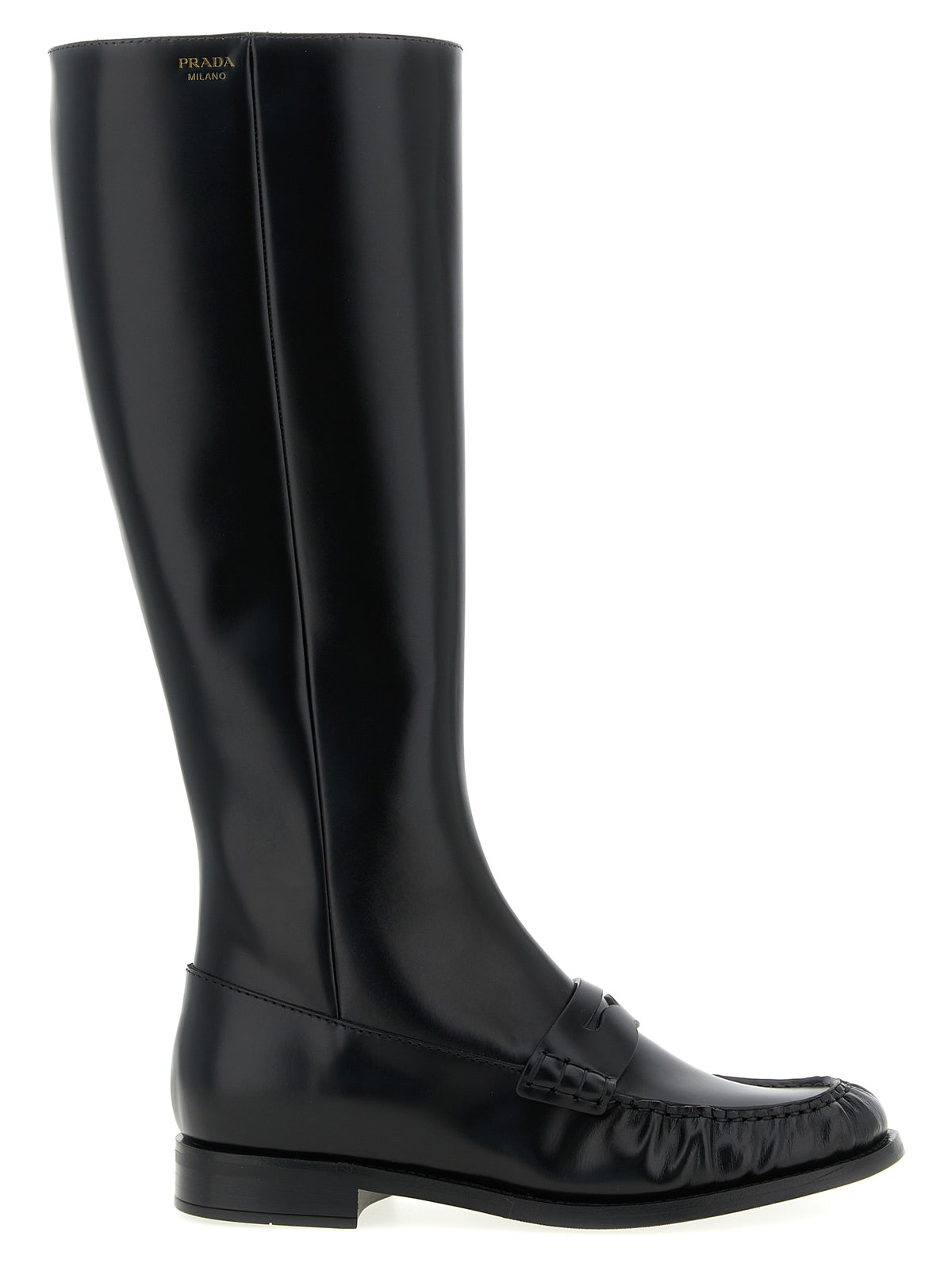 Prada Black Calfskin Over The Women's Knee