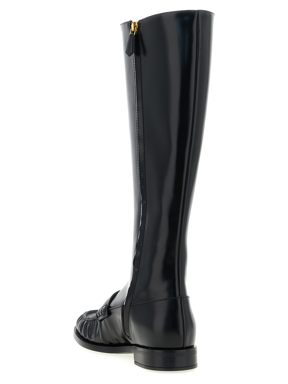 Prada Black Calfskin Over The Women's Knee