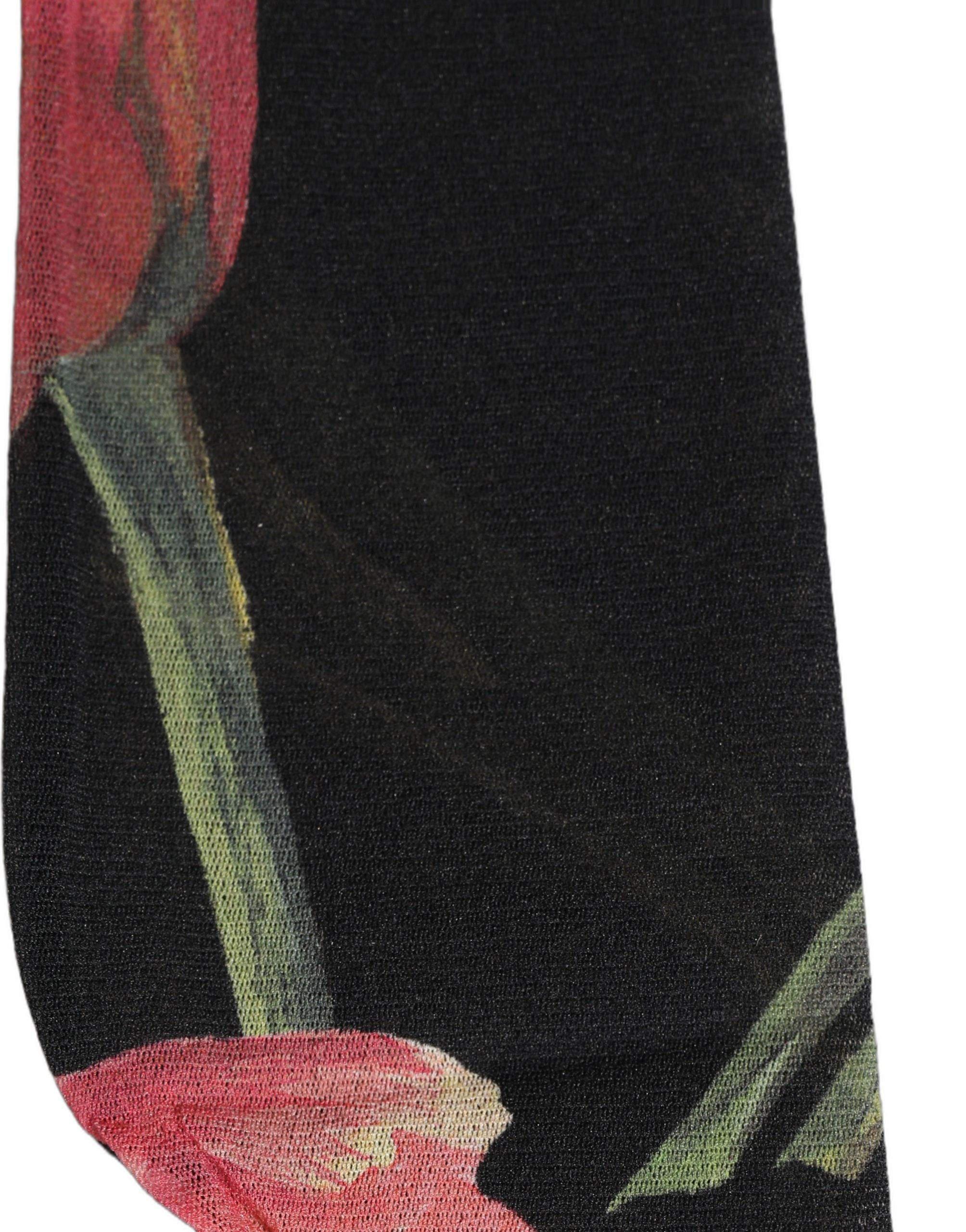 Dolce & Gabbana Black Pink Floral Tulip Nylon Stockings Women's Socks (Pre-Owned)