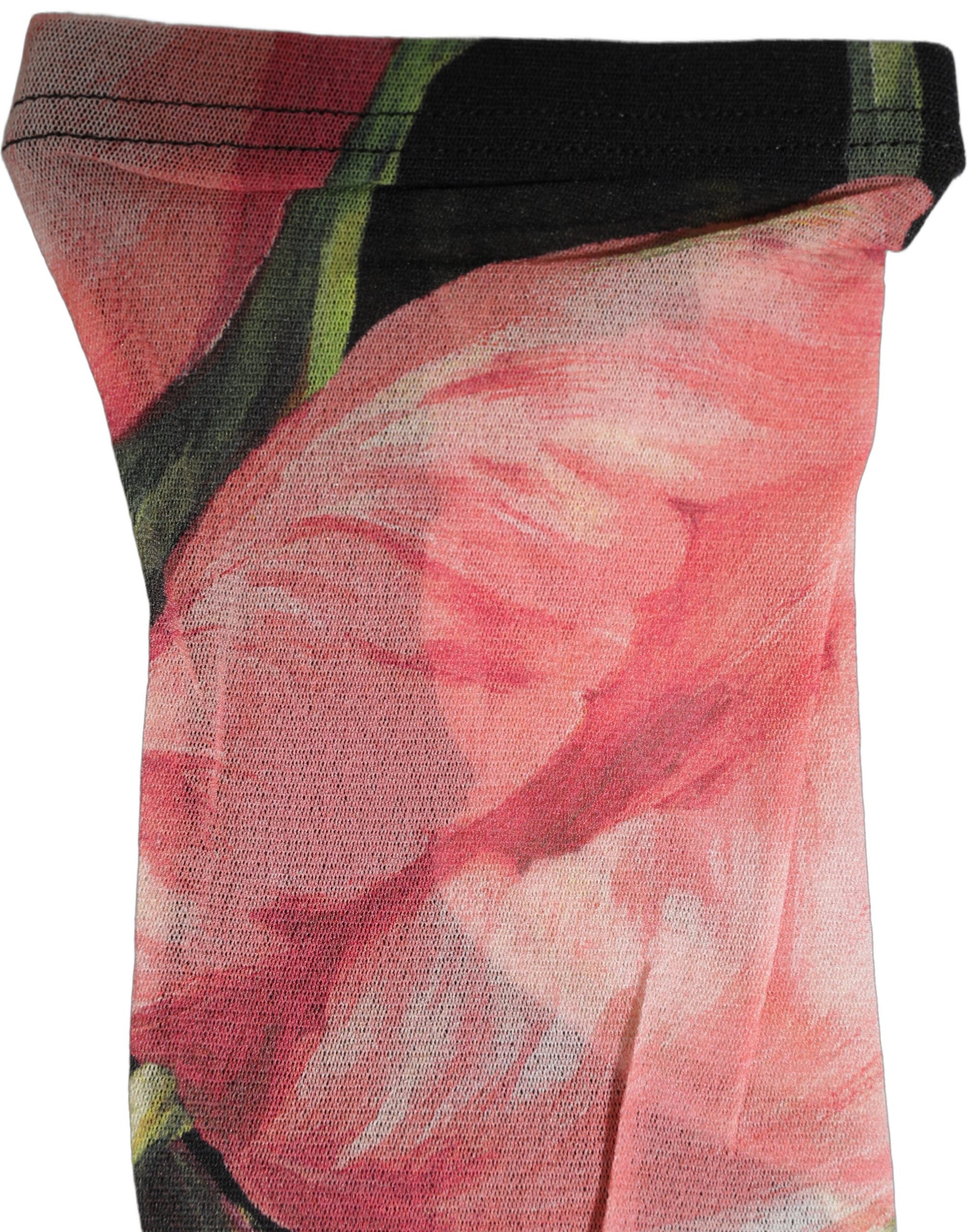 Dolce & Gabbana Black Pink Floral Tulip Nylon Stockings Women's Socks (Pre-Owned)