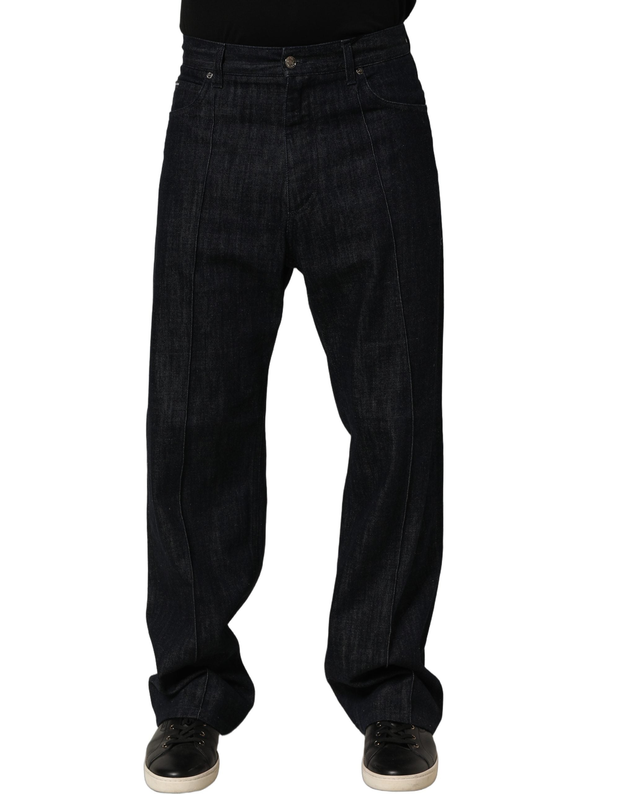 Dolce & Gabbana Dark Blue Relaxed Wide Leg Cotton Denim Men's Jeans (Pre-Owned)