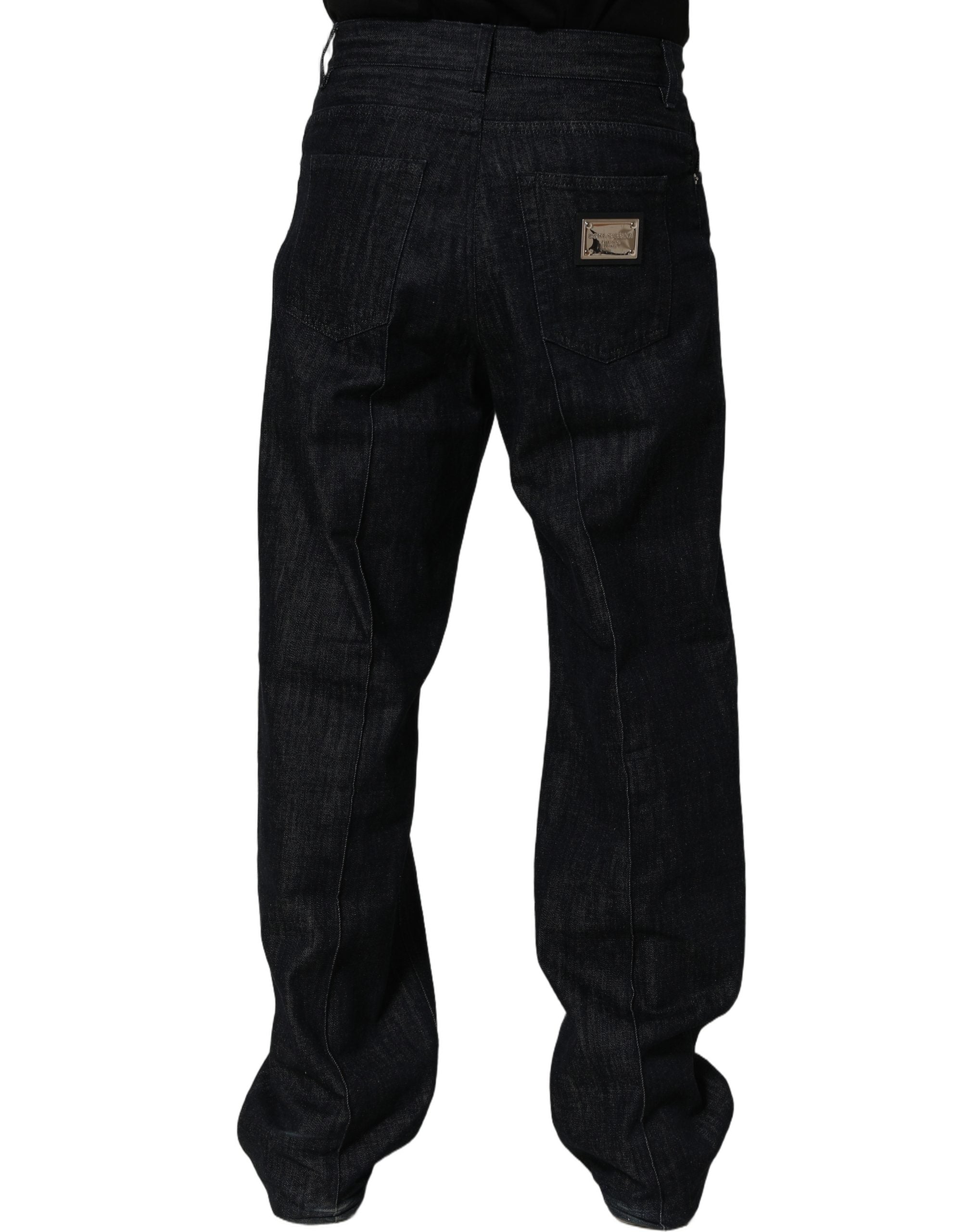 Dolce & Gabbana Dark Blue Relaxed Wide Leg Cotton Denim Men's Jeans (Pre-Owned)