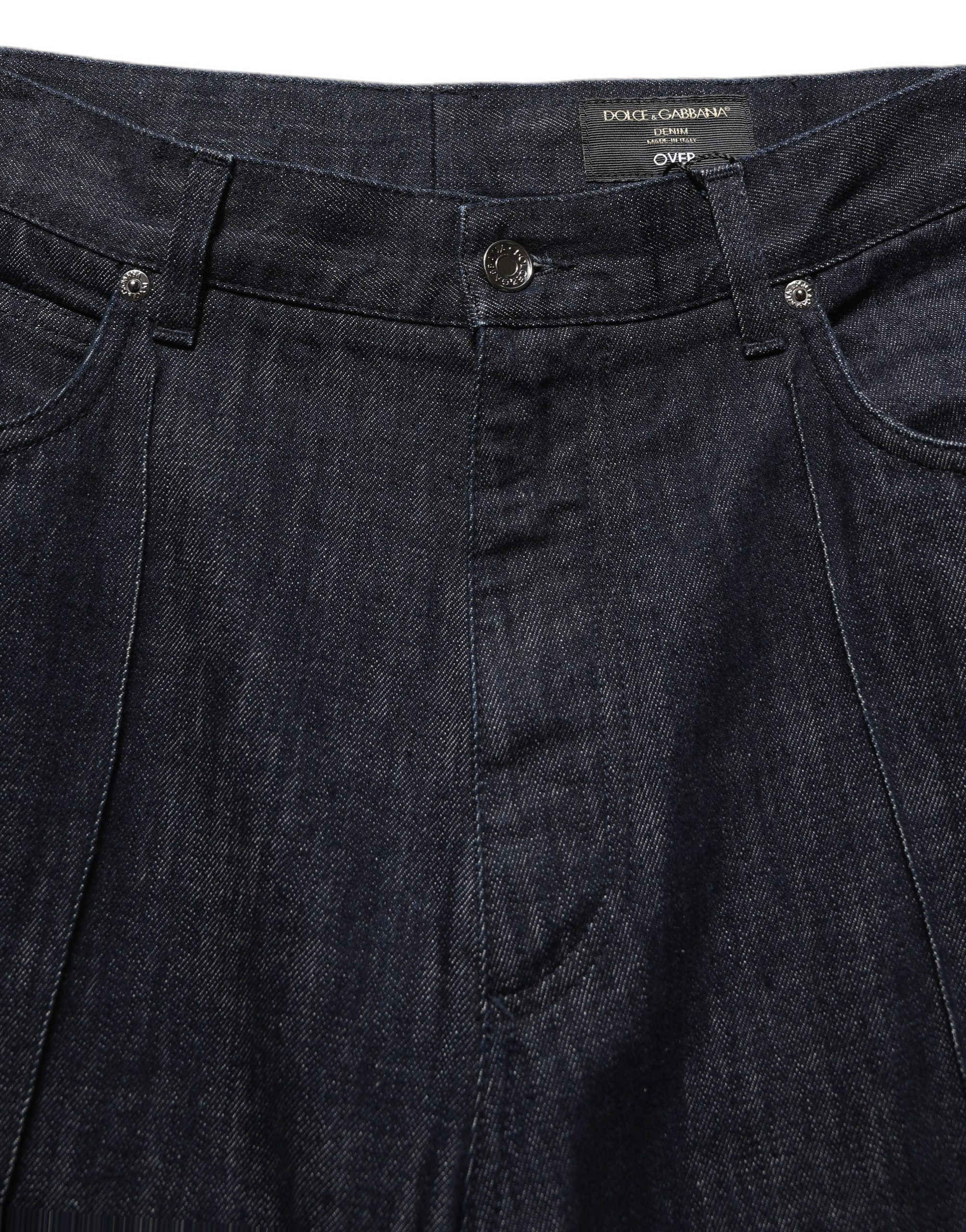 Dolce & Gabbana Dark Blue Relaxed Wide Leg Cotton Denim Men's Jeans (Pre-Owned)