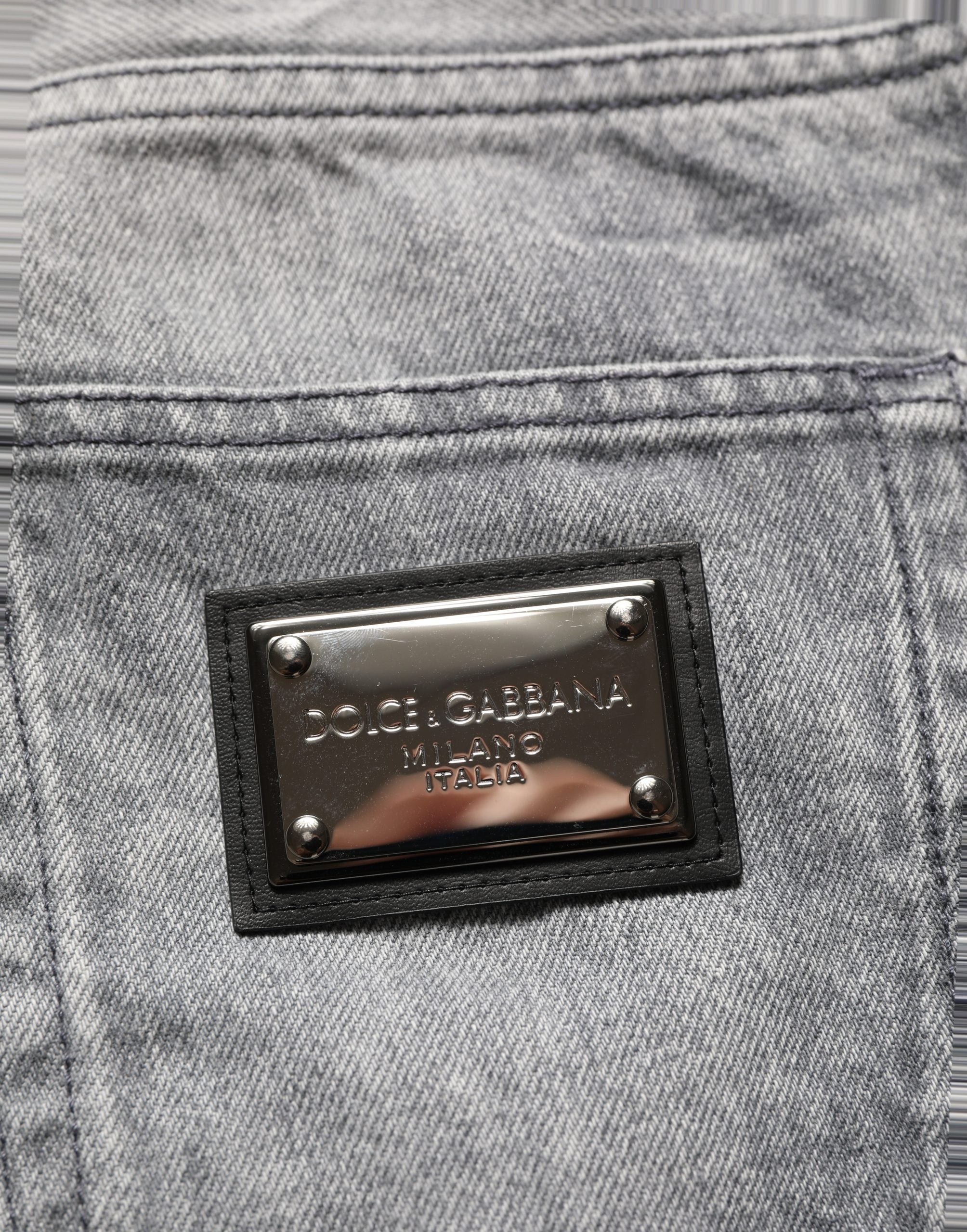Dolce & Gabbana Grey Distressed Straight Leg Men Denim Men's Jeans