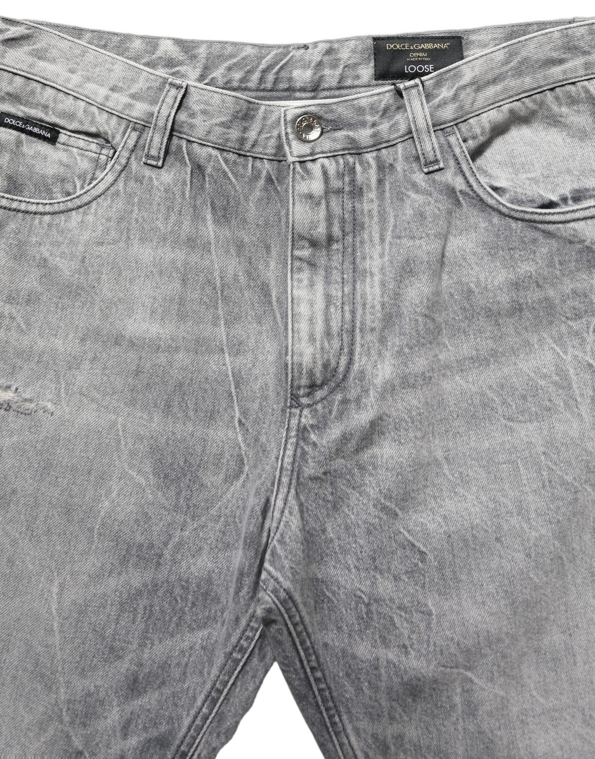 Dolce & Gabbana Grey Distressed Straight Leg Men Denim Men's Jeans