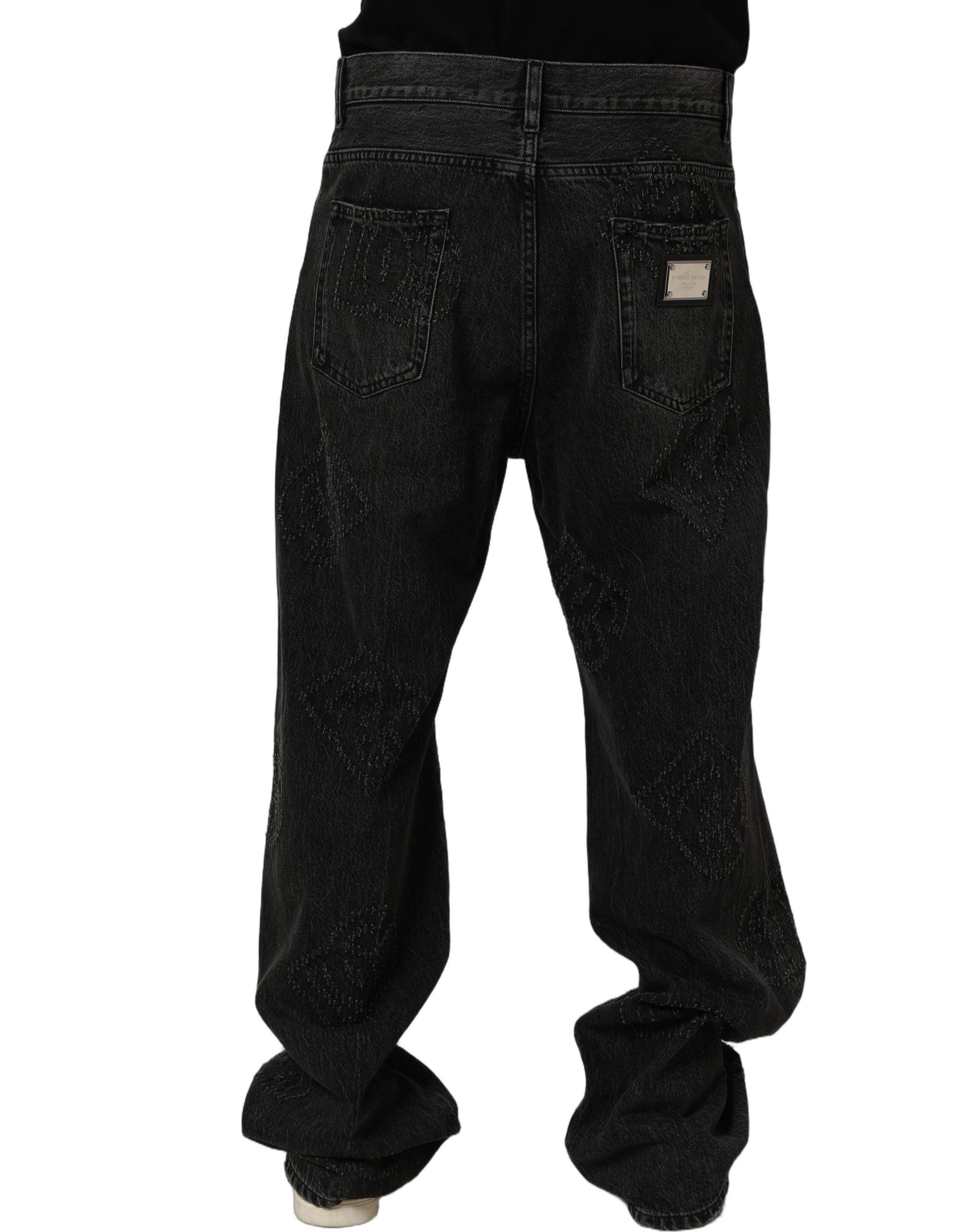 Dolce & Gabbana Dark Gray Cotton WideLeg Oversize Denim Men's Jeans