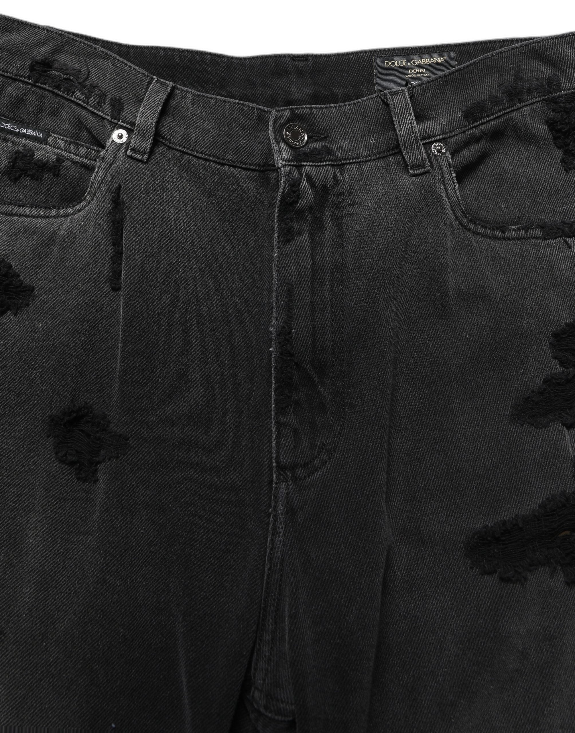 Dolce & Gabbana Dark Gray Distressed Oversize Men Denim Men's Jeans