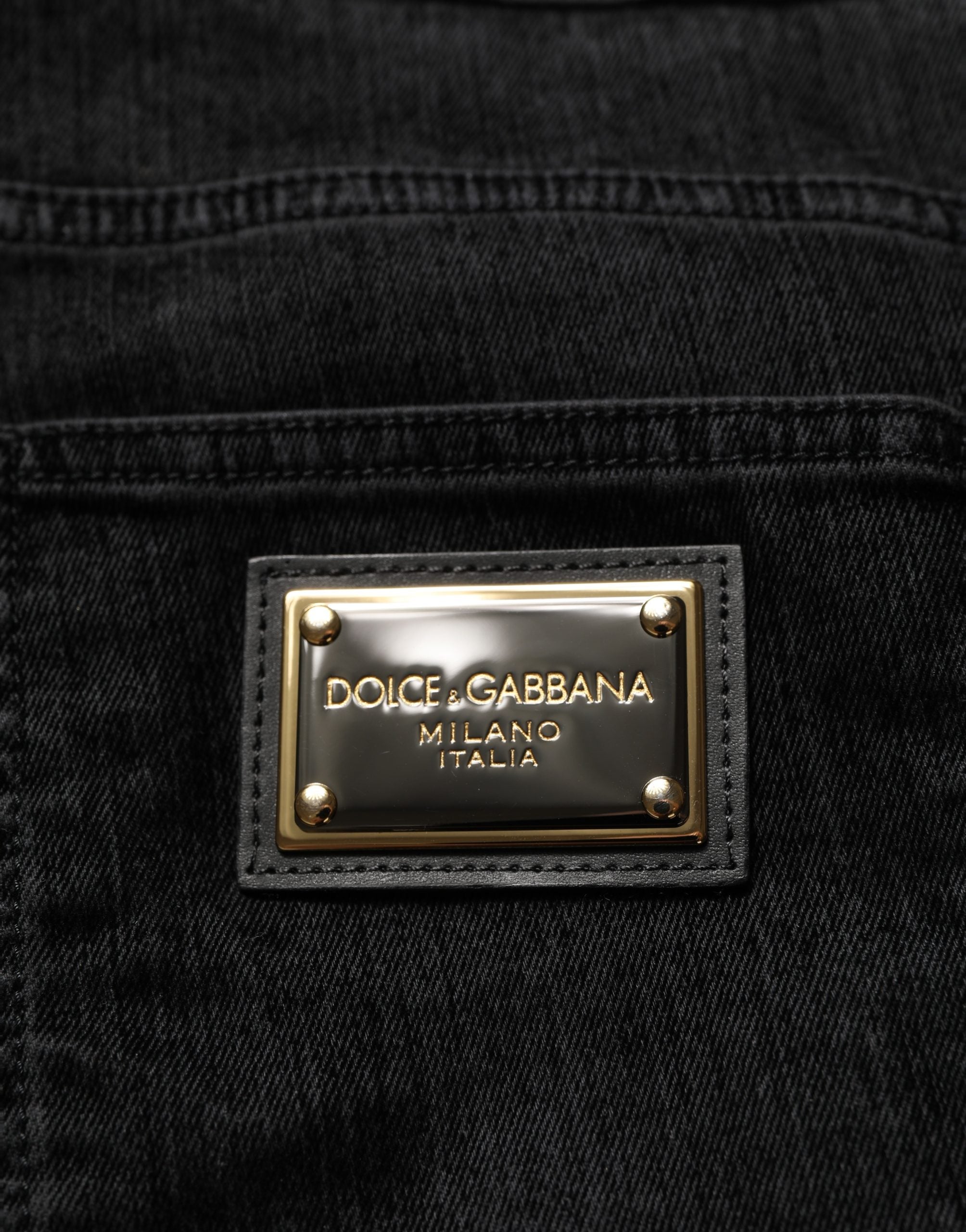 Dolce & Gabbana Black Cotton Relaxed Wide Leg Men Denim Men's Jeans