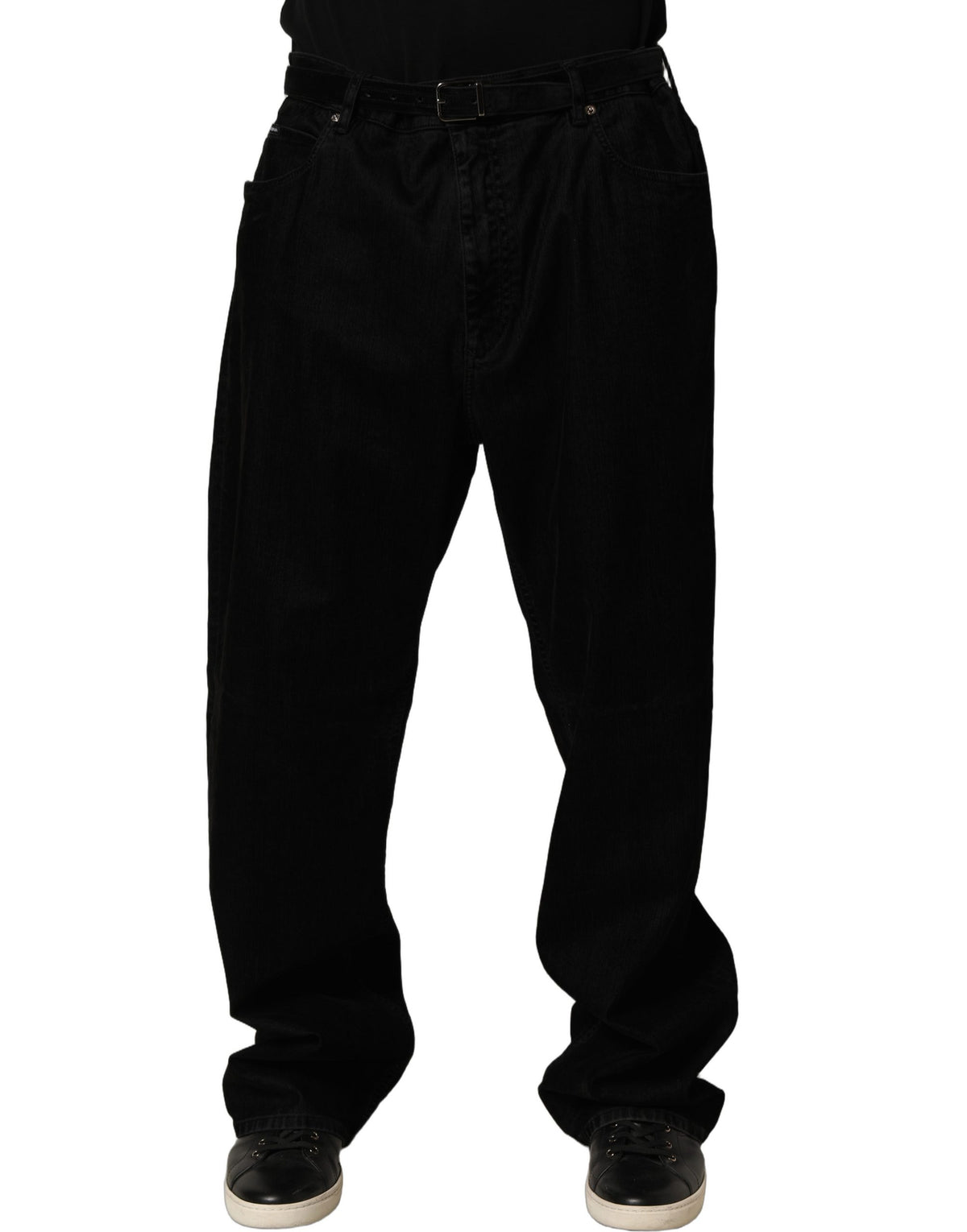Dolce & Gabbana Black Cotton Relaxed Wide Leg Men Denim Men's Jeans