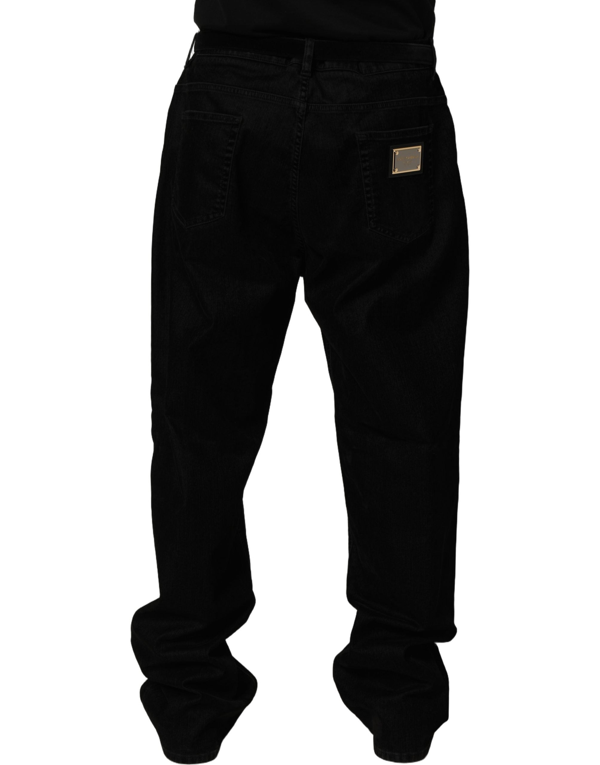 Dolce & Gabbana Black Cotton Relaxed Wide Leg Men Denim Men's Jeans