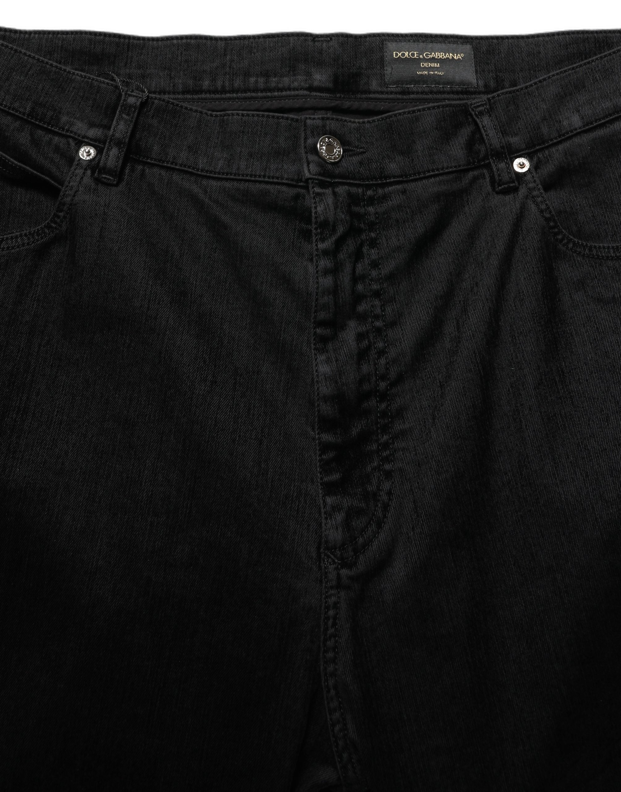 Dolce & Gabbana Black Cotton Relaxed Wide Leg Men Denim Men's Jeans