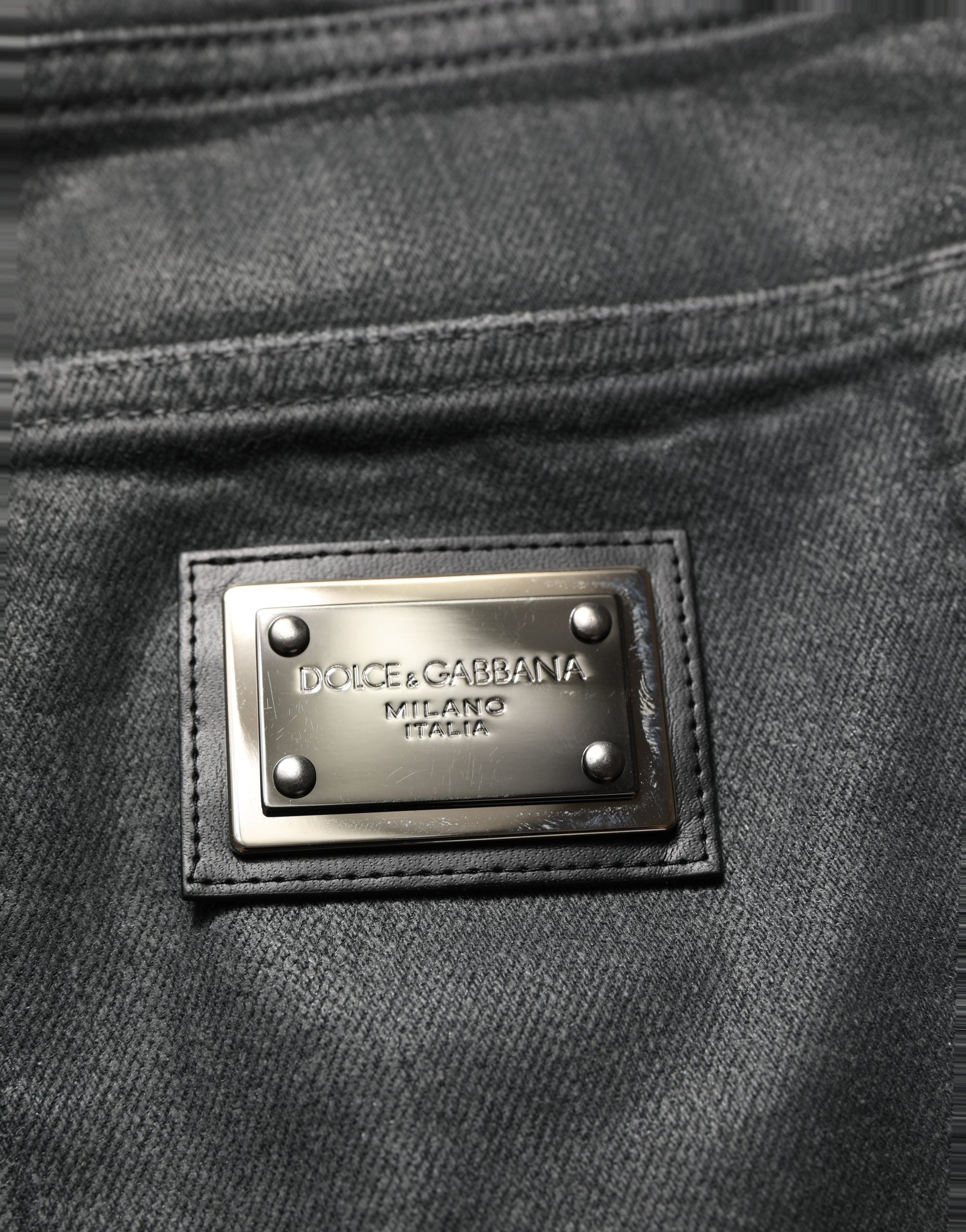 Dolce & Gabbana Dark Gray Cotton Loose Fit Men Denim Men's Jeans