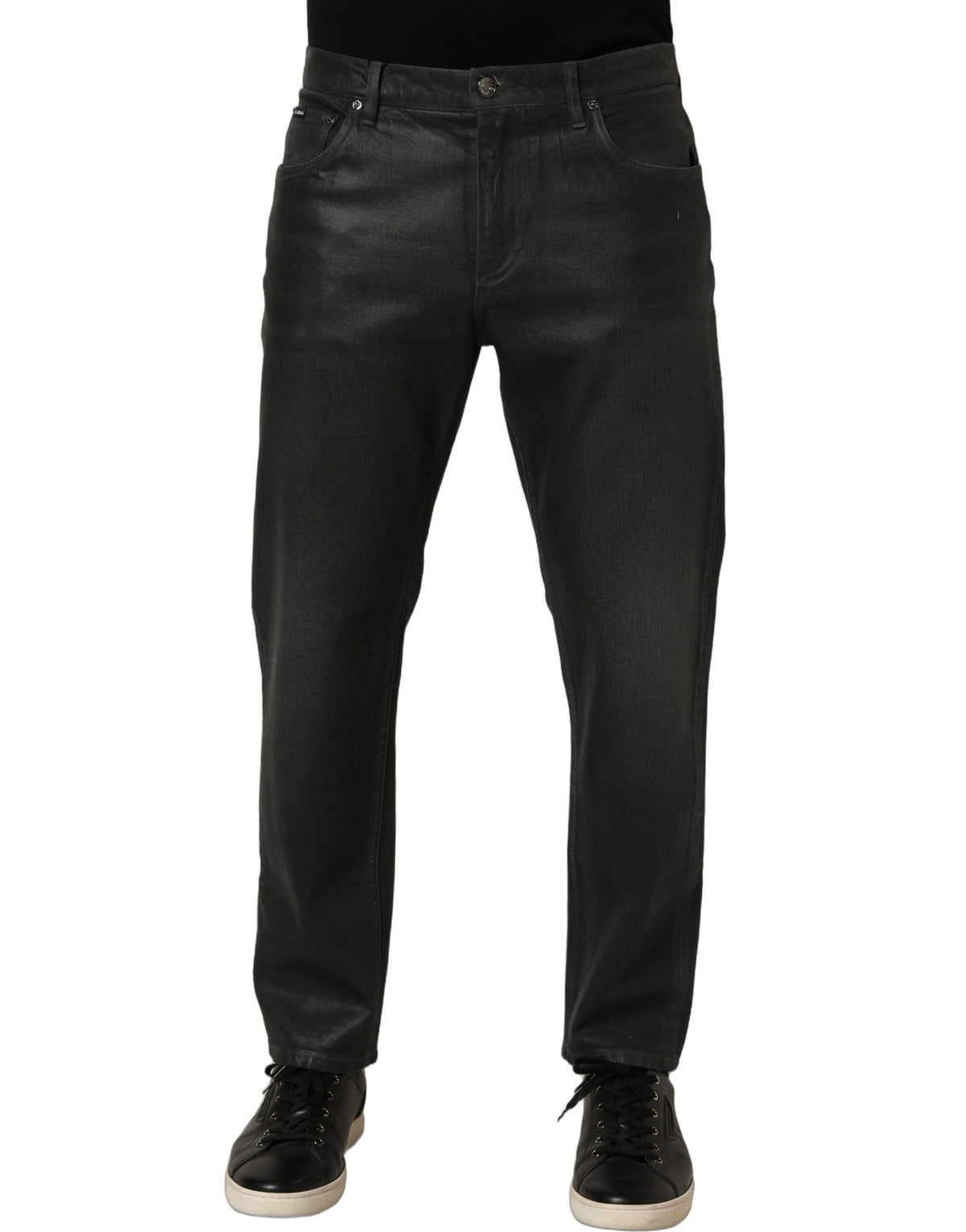 Dolce & Gabbana Dark Gray Cotton Loose Fit Men Denim Men's Jeans