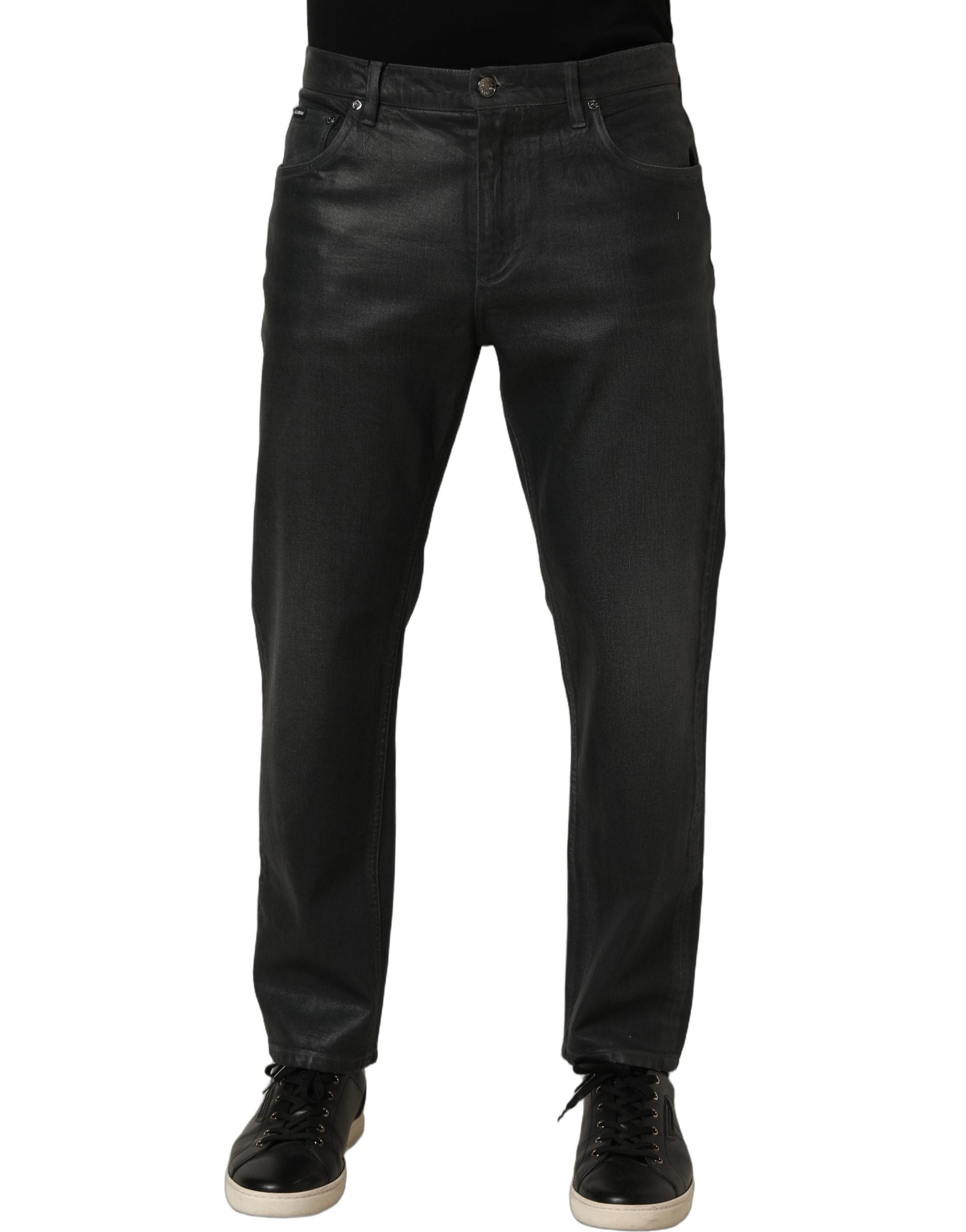 Dolce & Gabbana Dark Gray Cotton Loose Fit Men Denim Men's Jeans