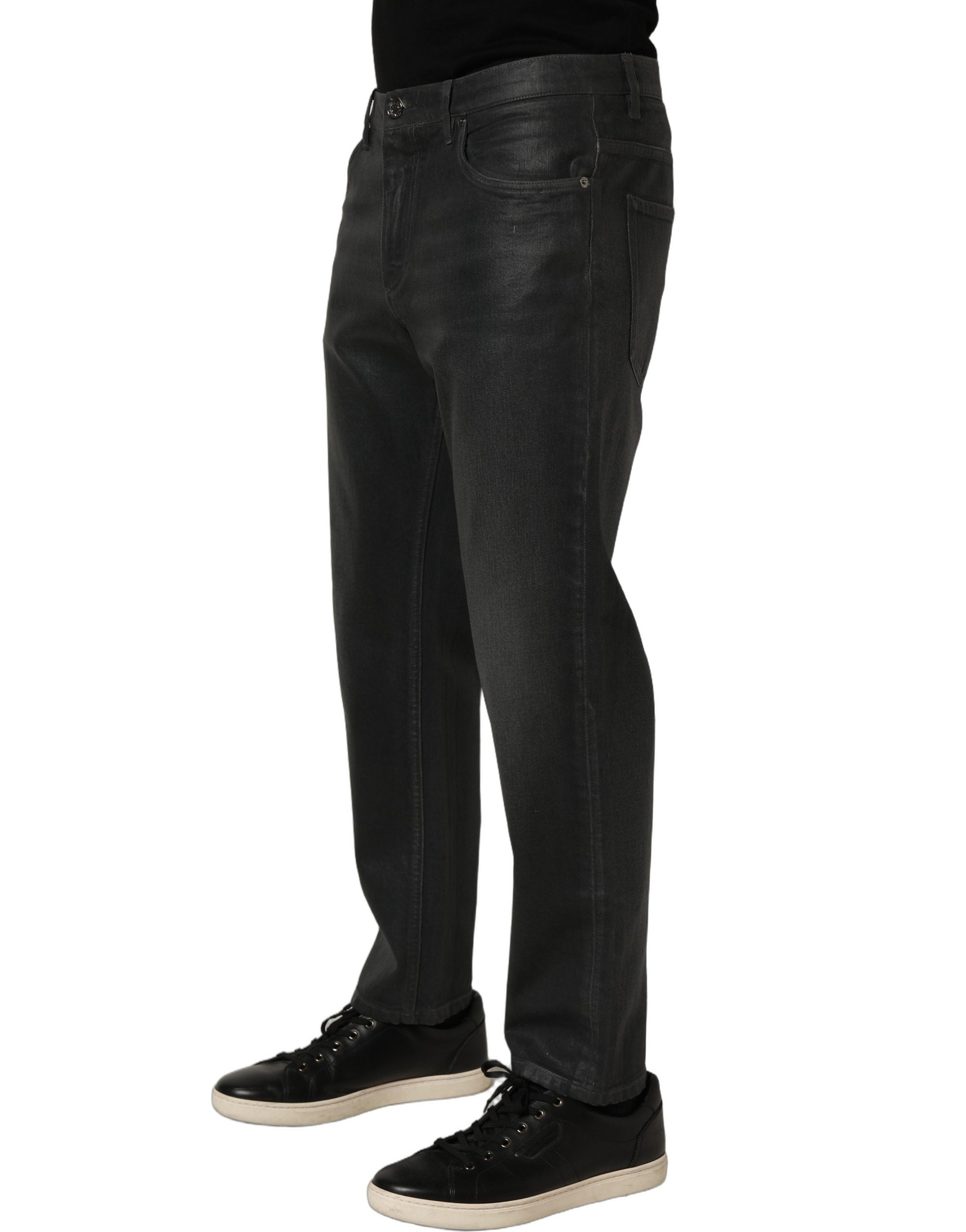 Dolce & Gabbana Dark Gray Cotton Loose Fit Men Denim Men's Jeans
