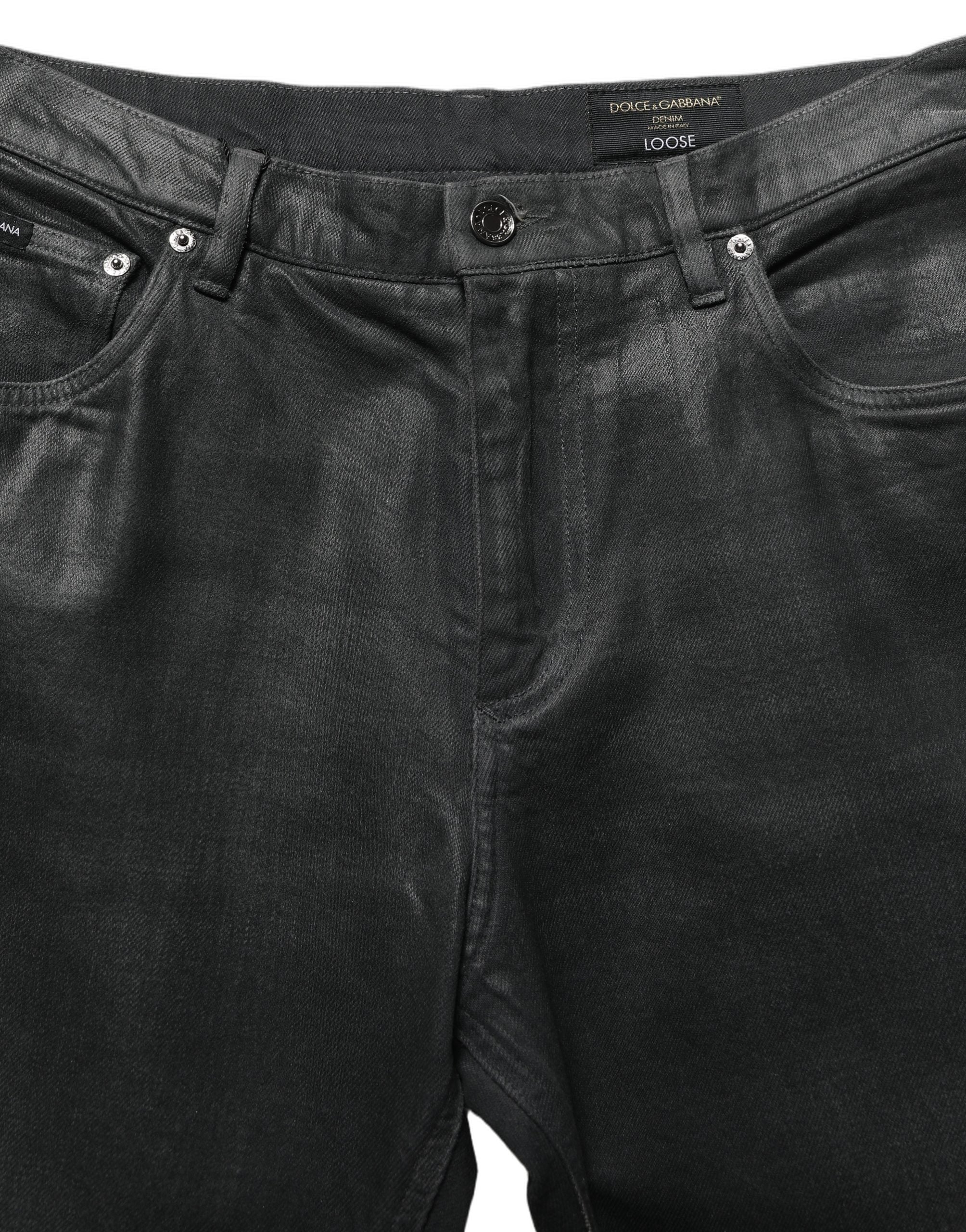Dolce & Gabbana Dark Gray Cotton Loose Fit Men Denim Men's Jeans