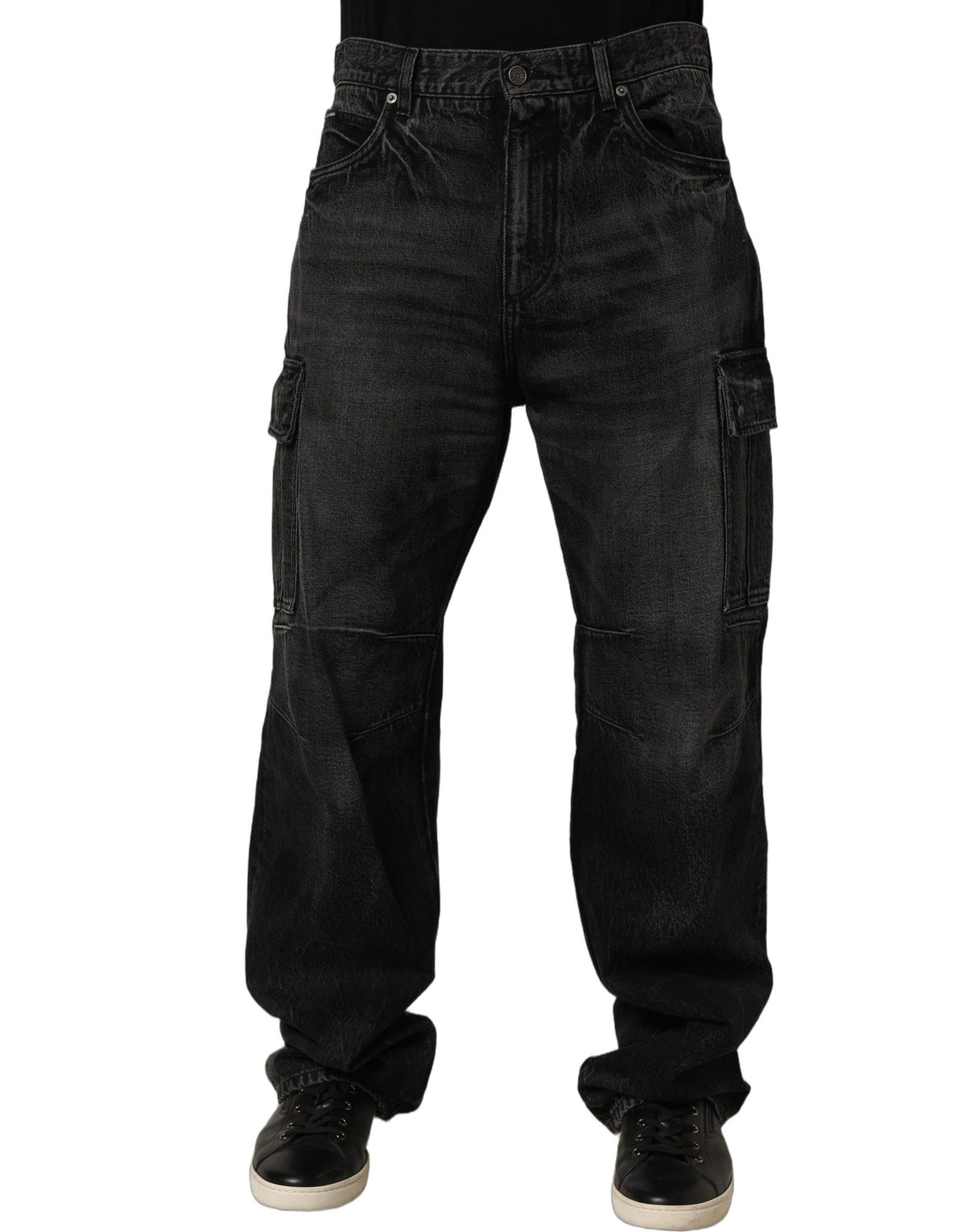 Dolce & Gabbana Dark Gray Cotton Baggy Cargo Men Denim Men's Jeans